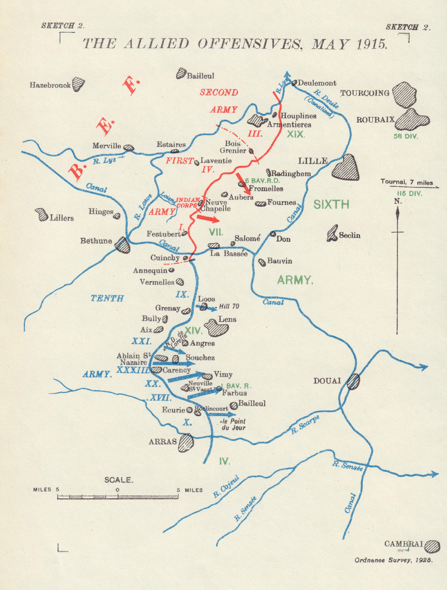 The Allied Offensives, May 1915. Western Front. First World War. 1928 ...