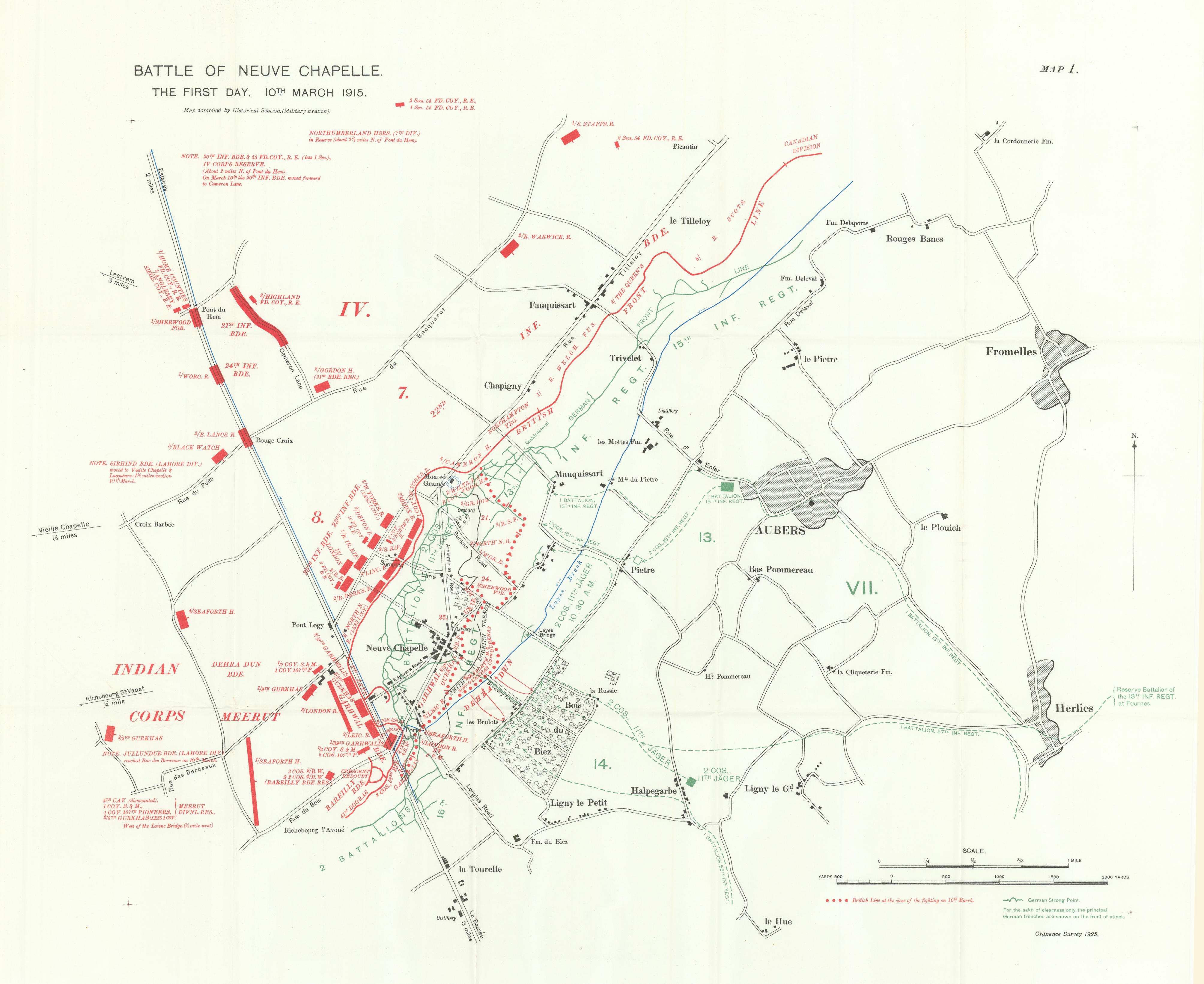 Battle of Neuve Chapelle. First Day. 10th March 1915. WW1. Trenches ...