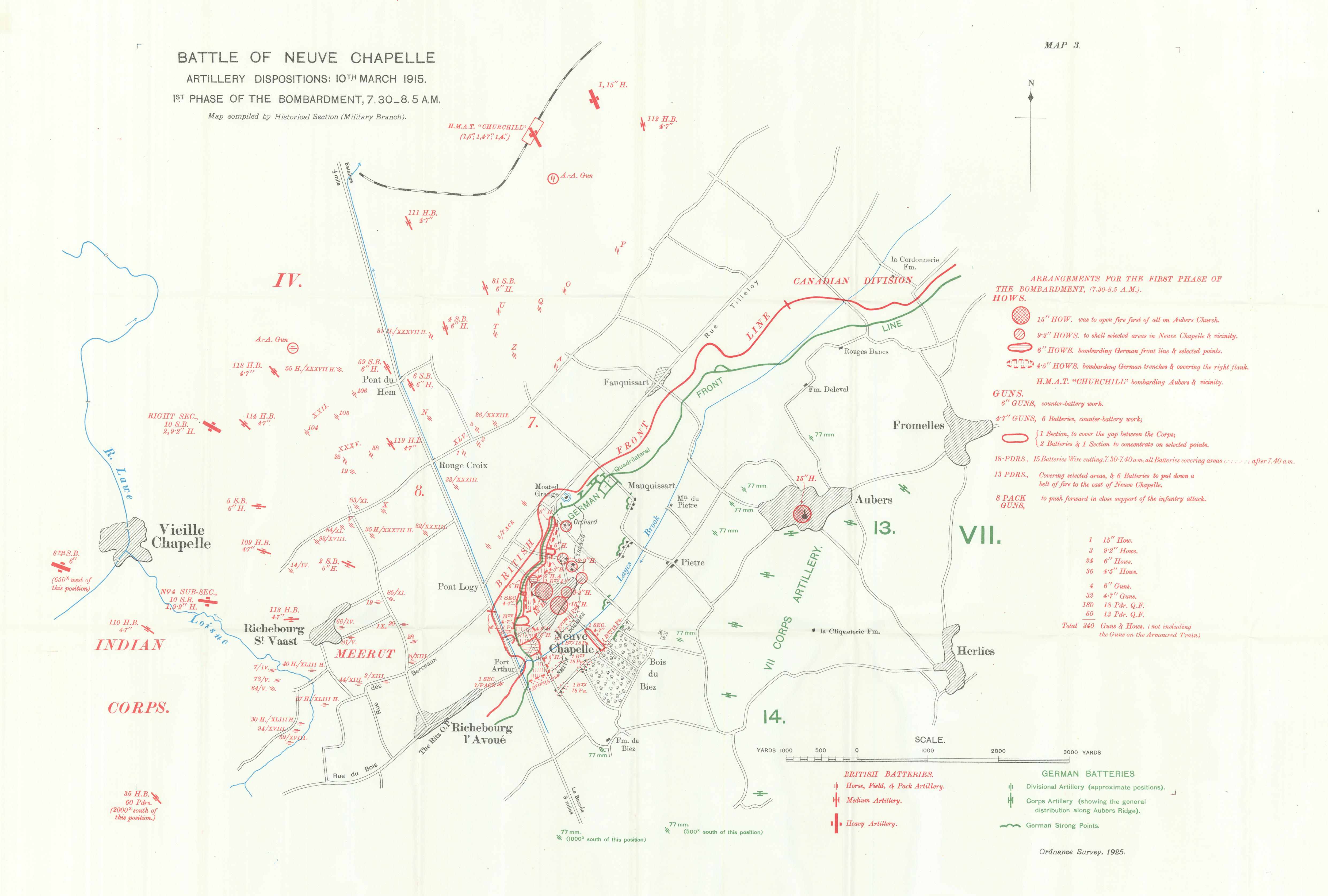 Battle of Neuve Chapelle. Artillery Dispositions: 10th March 1915. WW1 ...