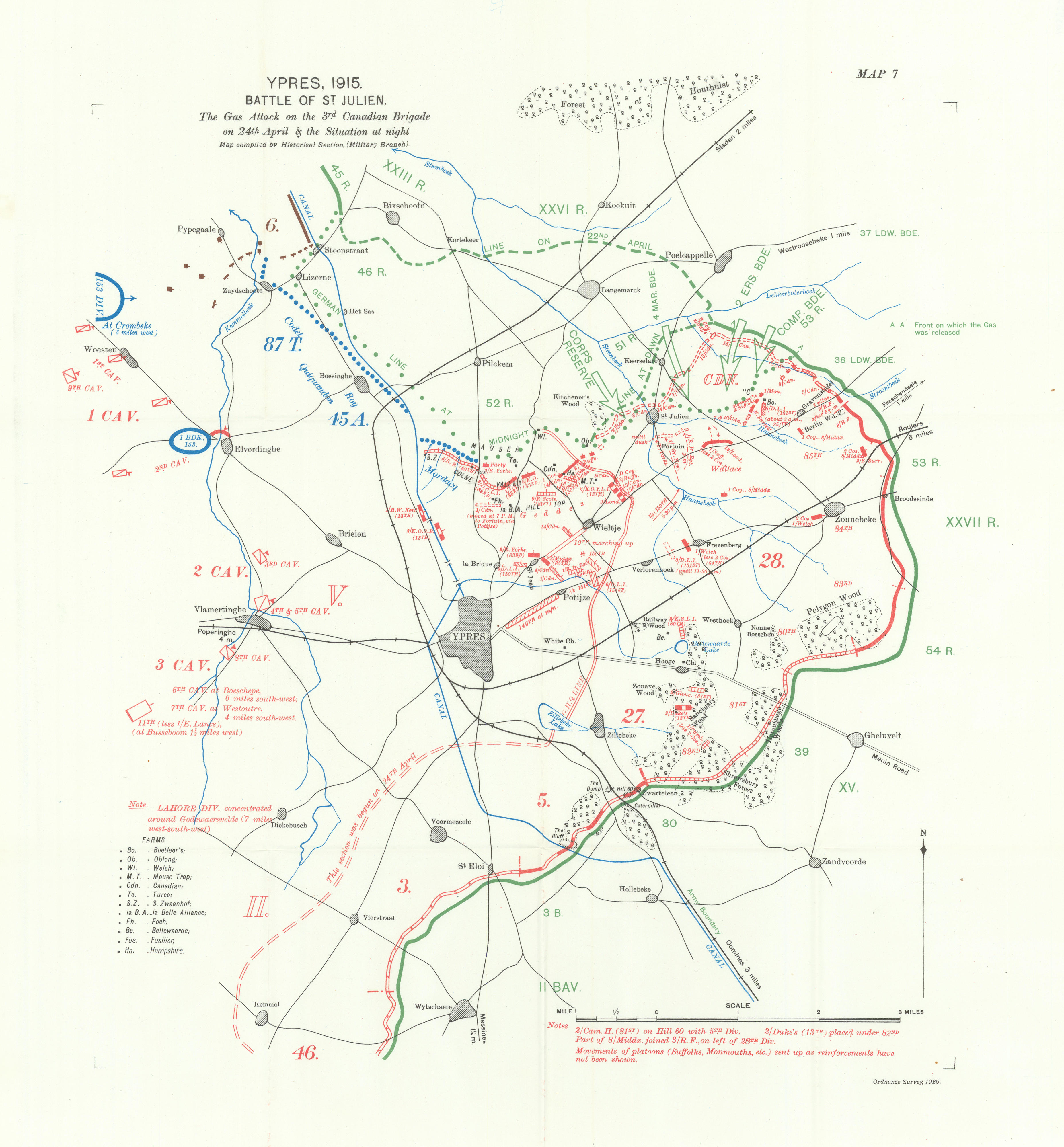 Battle of St Julien. 3rd Canadian Brigade, 24th April 1915. Ypres 1928 ...