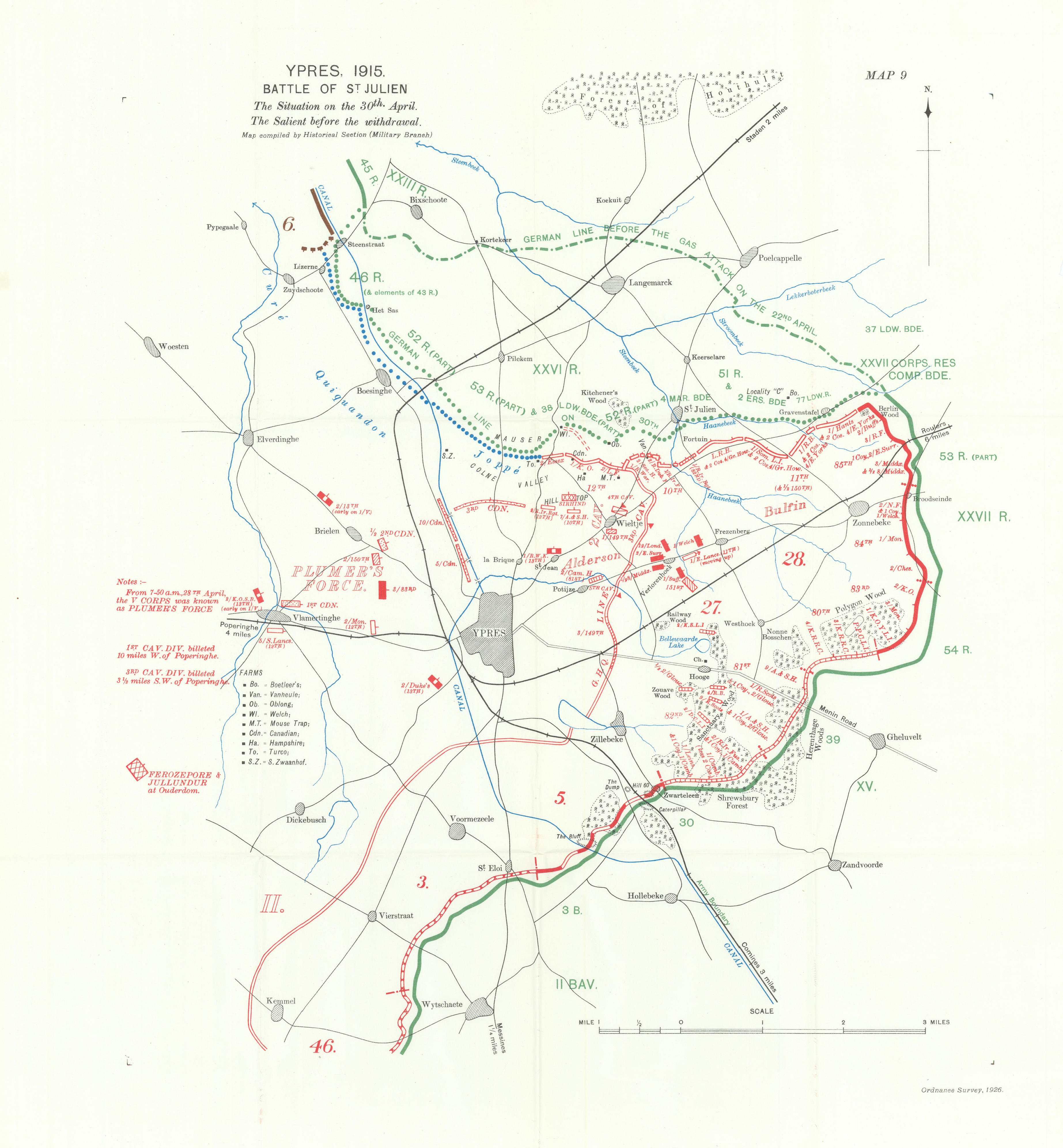 Battle of St Julien 30th April 1915. Ypres Salient pre-withdrawal. WW1 ...