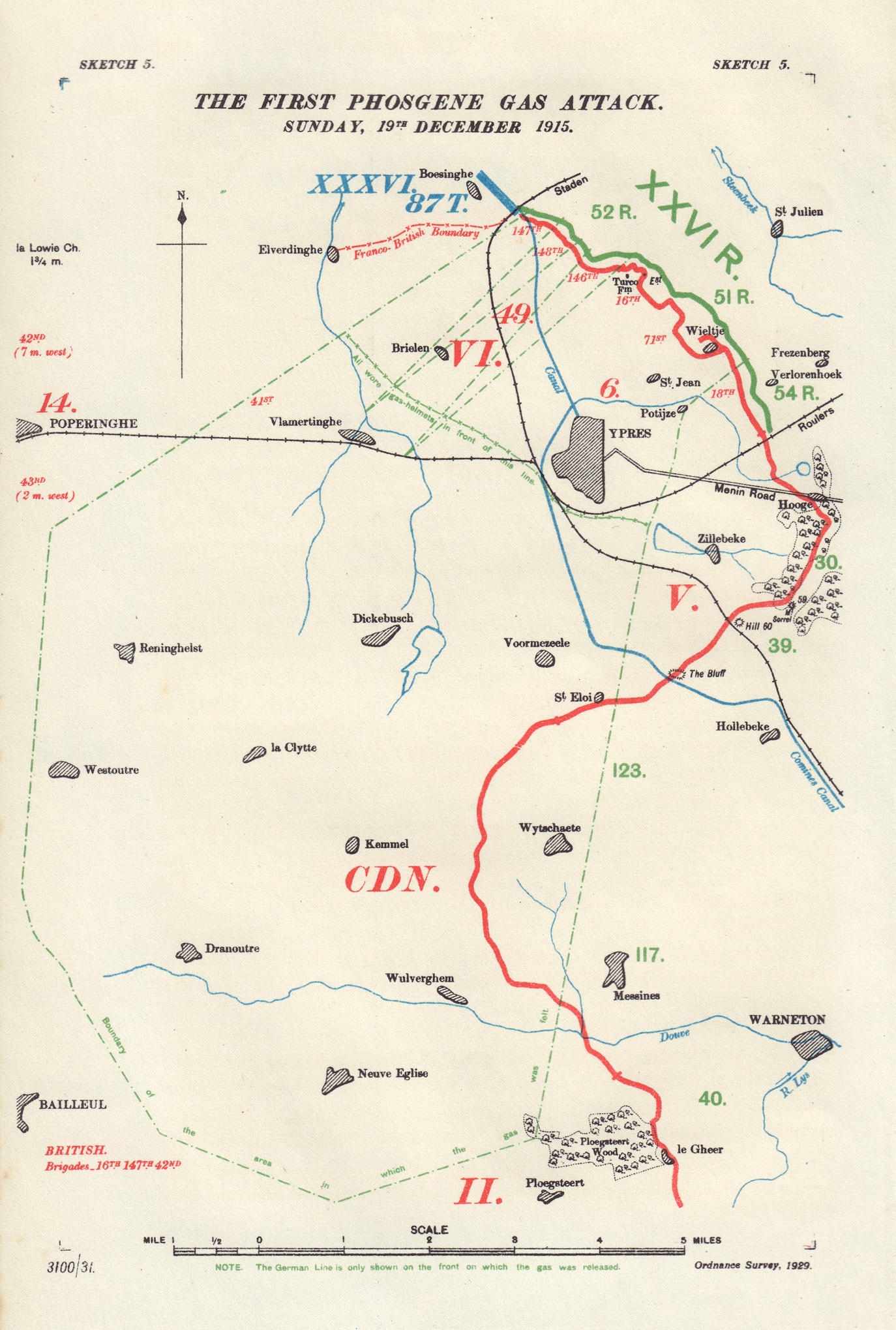 Ypres. First Phosgene Gas Attack, 19th December 1915. Western Front 