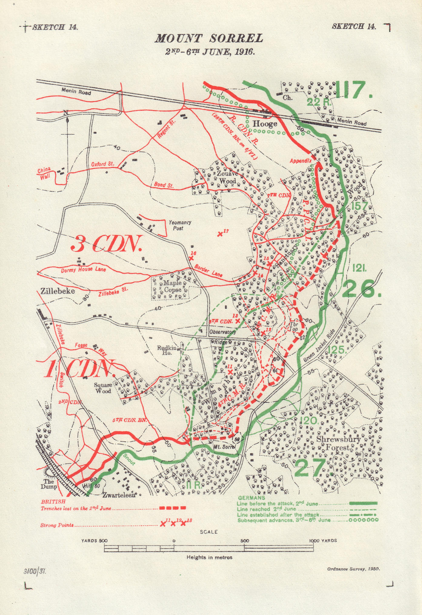 Battle of Mount Sorrel, 2nd-6th June 1916. First World War. Trenches ...