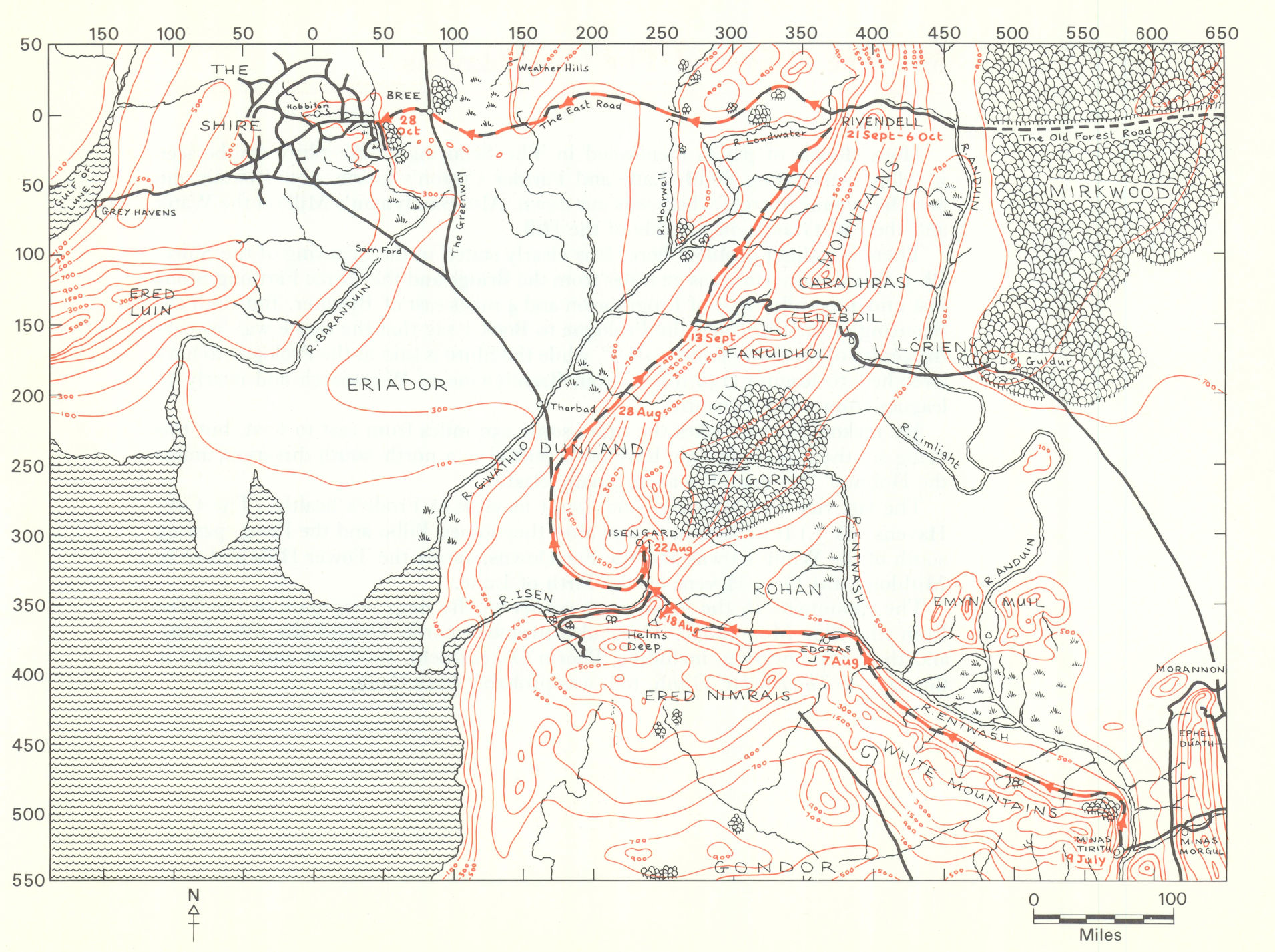 Associate Product MIDDLE-EARTH The Journey Home. Frodo's route. TOLKIEN/STRACHEY 1981 old map