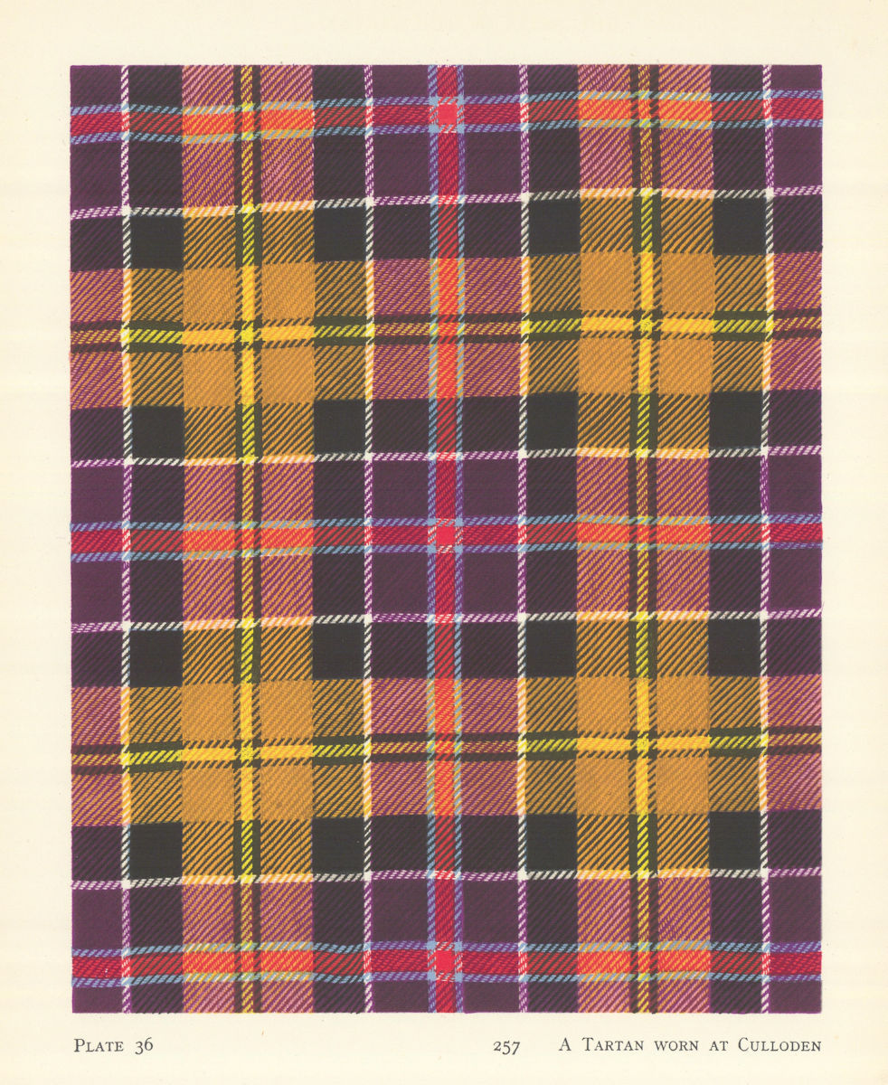 Associate Product A Tartan worn at Culloden. Scotland 1950 old vintage print picture