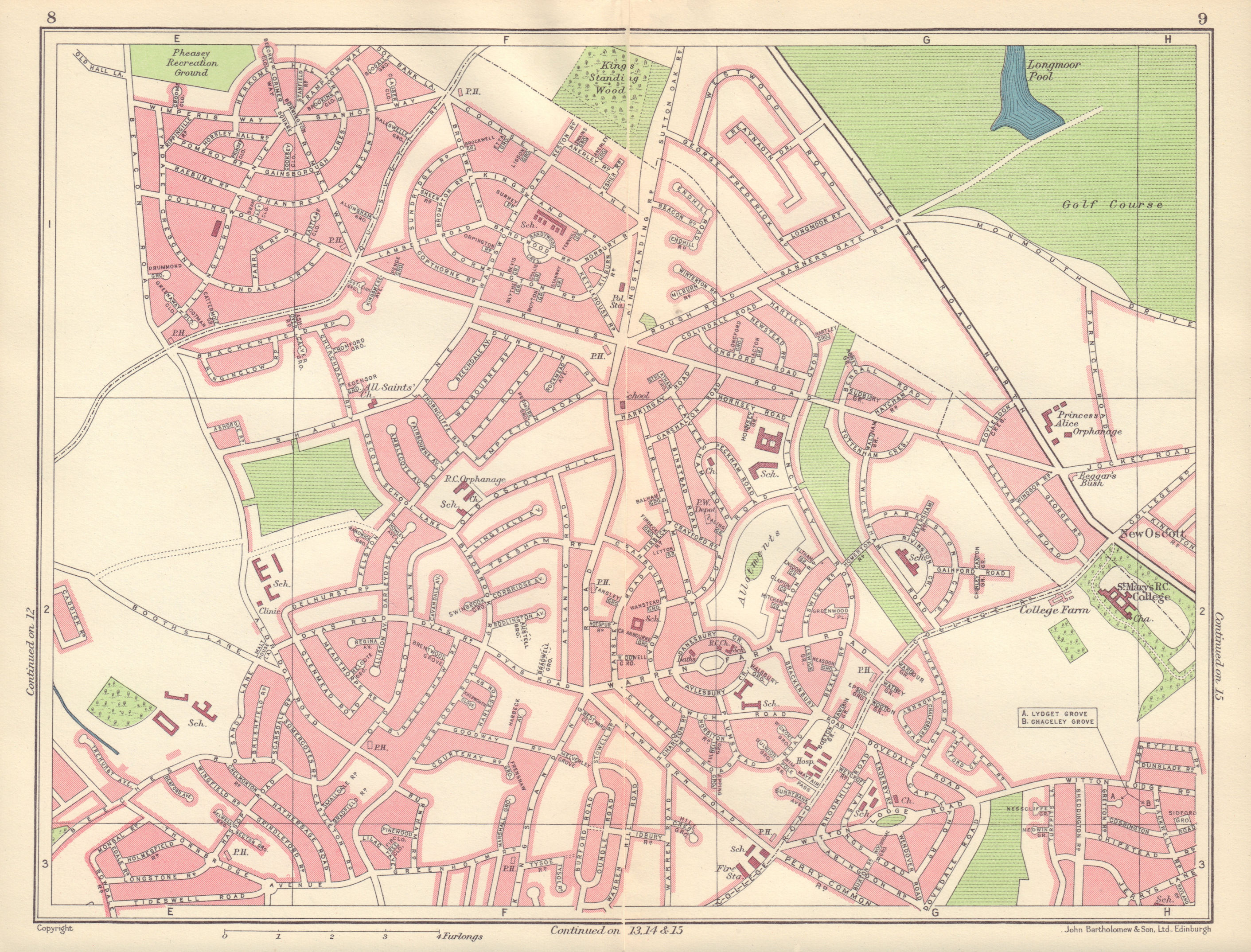 BIRMINGHAM NORTH New Oscott Kingstanding Perry Barr 1954 old vintage