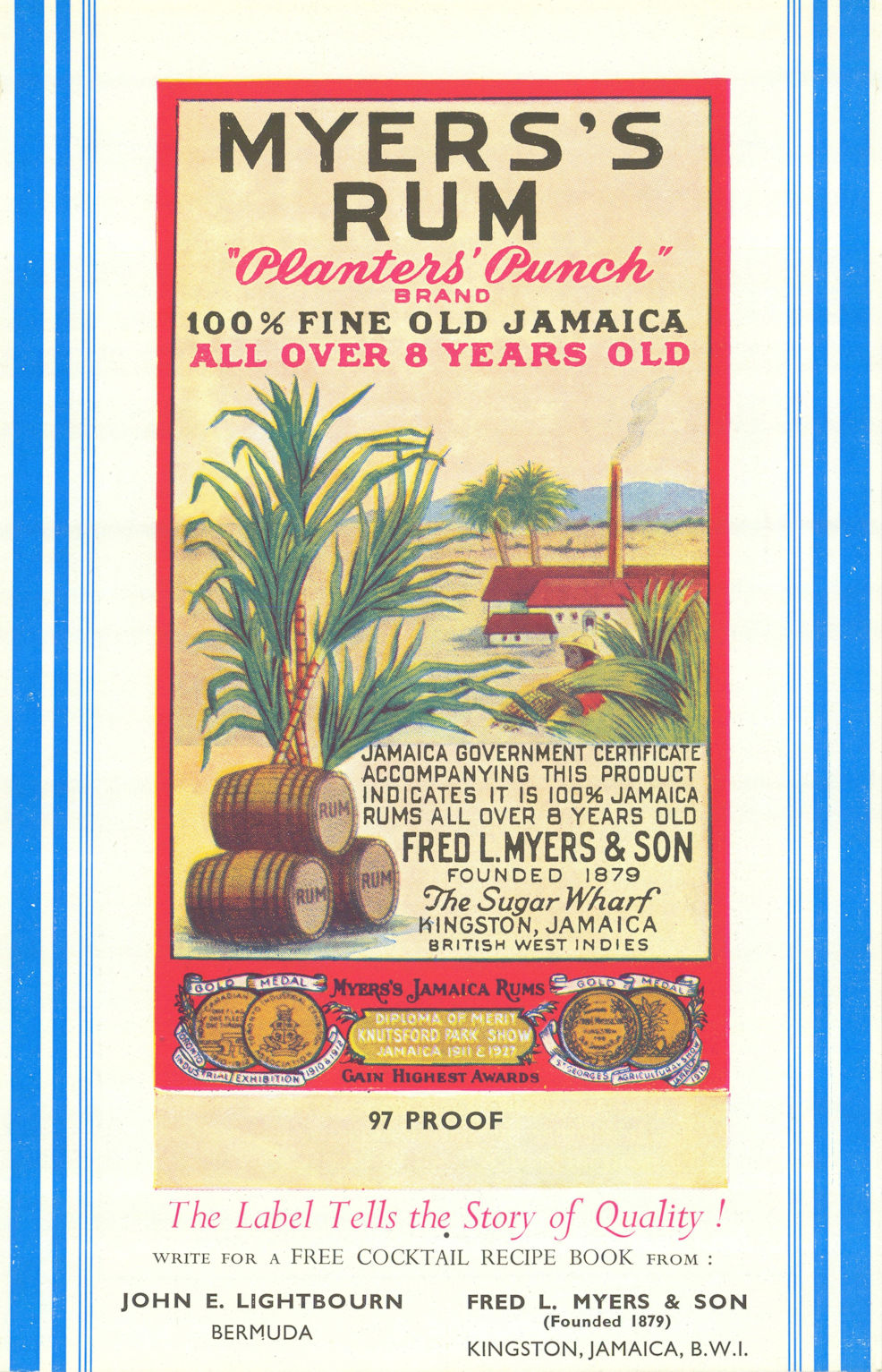 Associate Product Myers's Rum "Planters' punch" brand, Jamaica. Advertisement 1938 old print