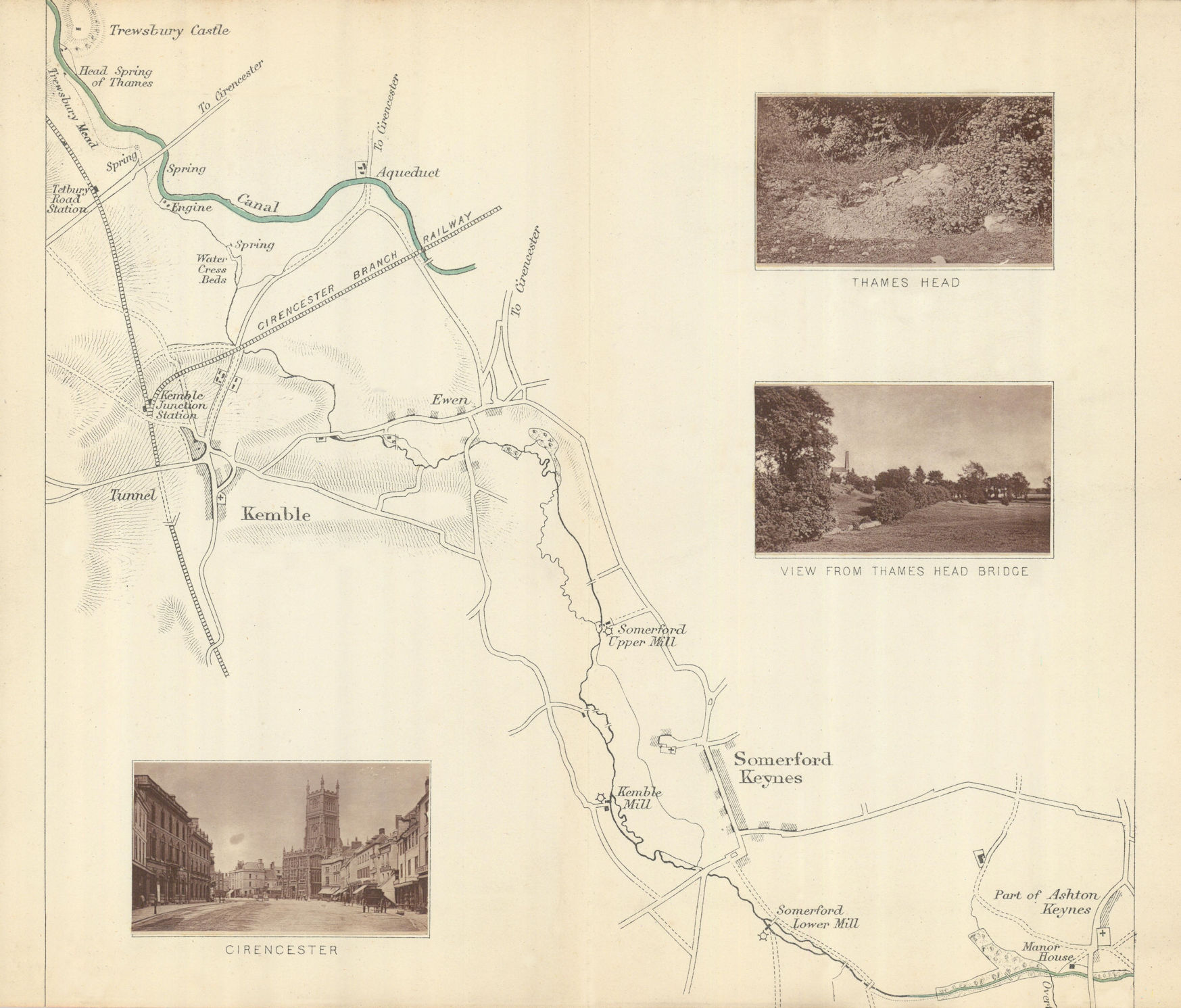 RIVER THAMES HEAD - Kemble - Somerford Keynes. Cirencester. TAUNT 1879 ...