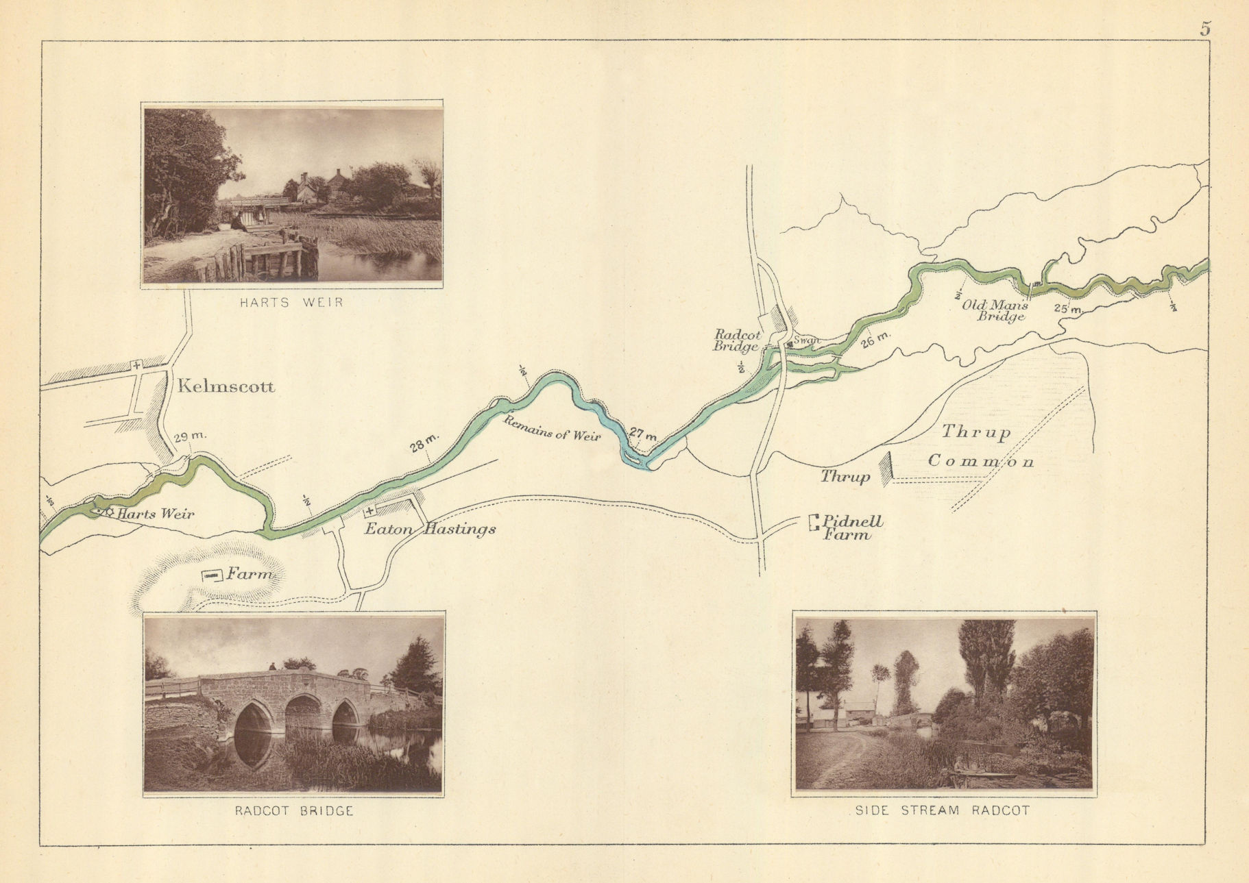 Associate Product RIVER THAMES - Kelmscott - Radcot - Thrup. Harts Weir. TAUNT 1879 old map