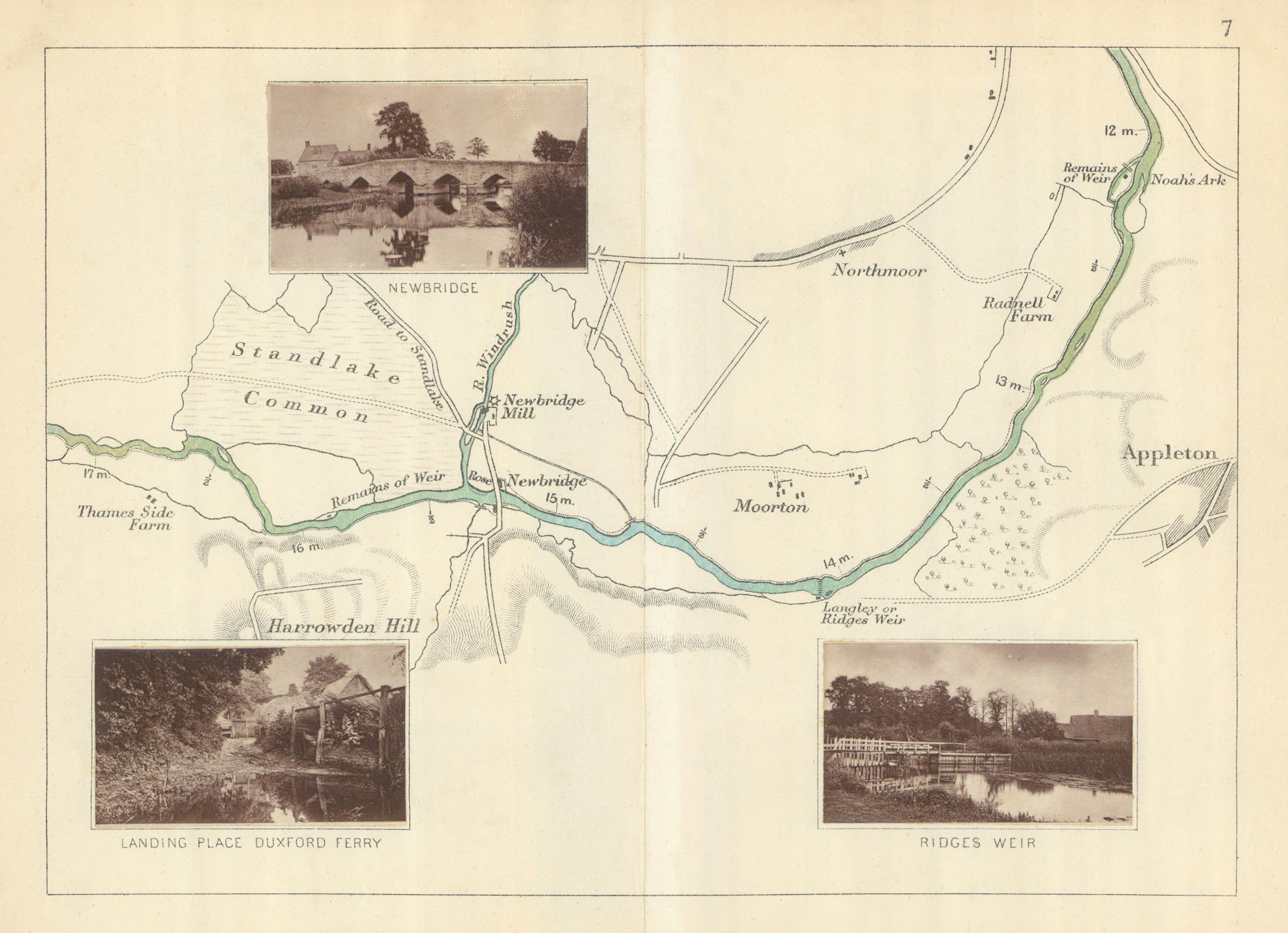Associate Product RIVER THAMES - Northmoor Appleton Newbridge Duxford Ridge's Weir. TAUNT 1879 map