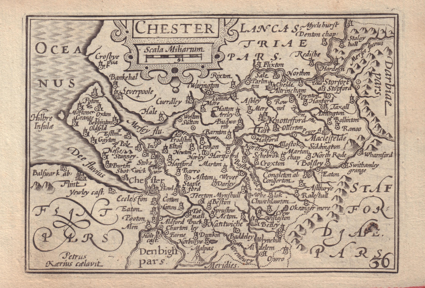 Associate Product Chester by van den Keere. "Speed miniature" Cheshire county map 1632 old