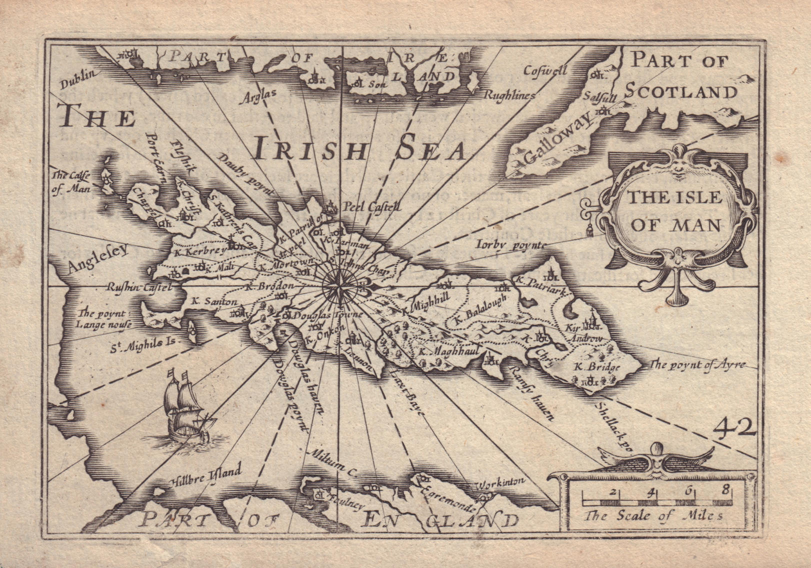 Associate Product The Isle of Man by van den Keere. "Speed miniature" 1632 old antique map chart