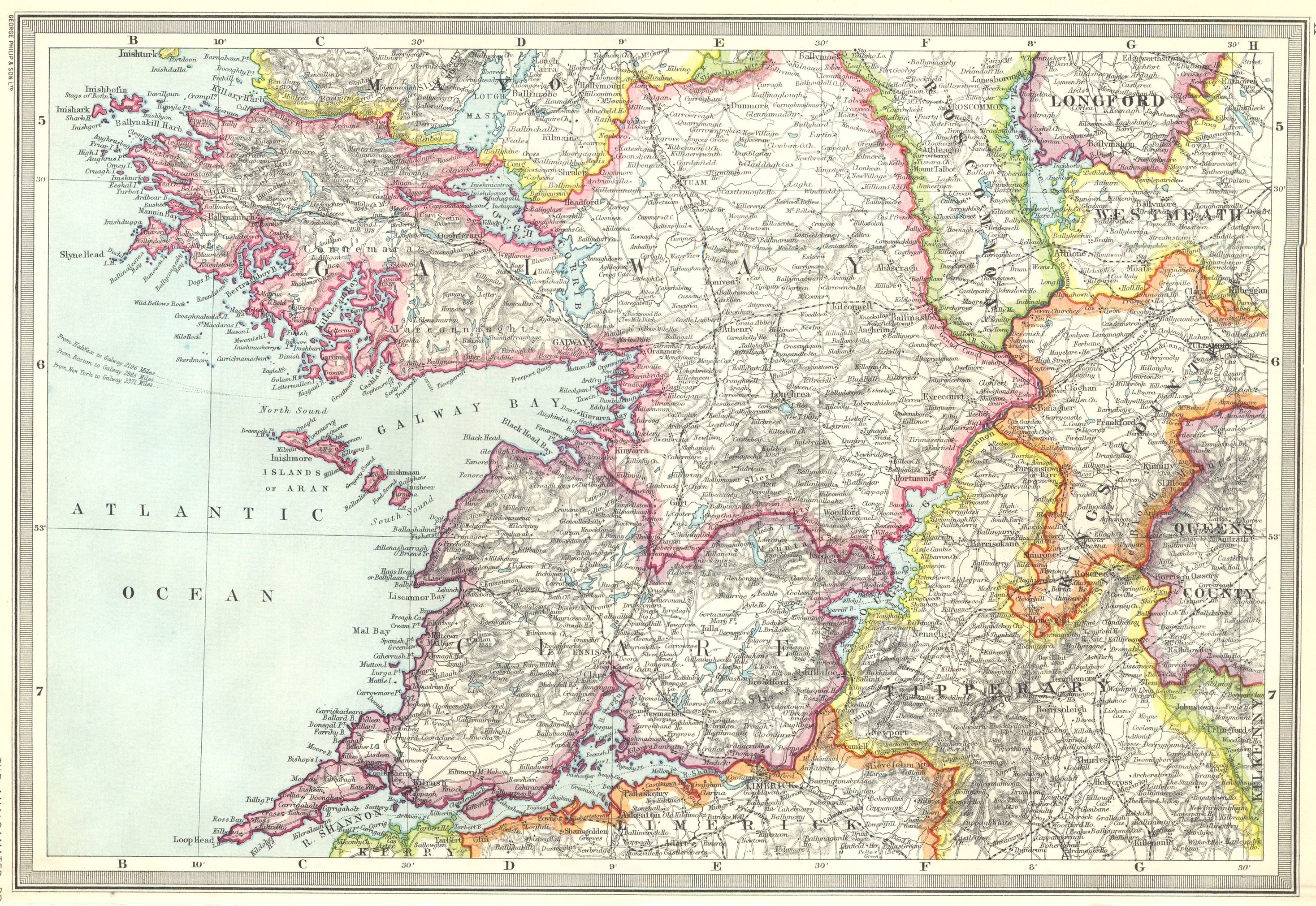 Associate Product IRELAND. Galway and the West of Ireland 1907 old antique map plan chart