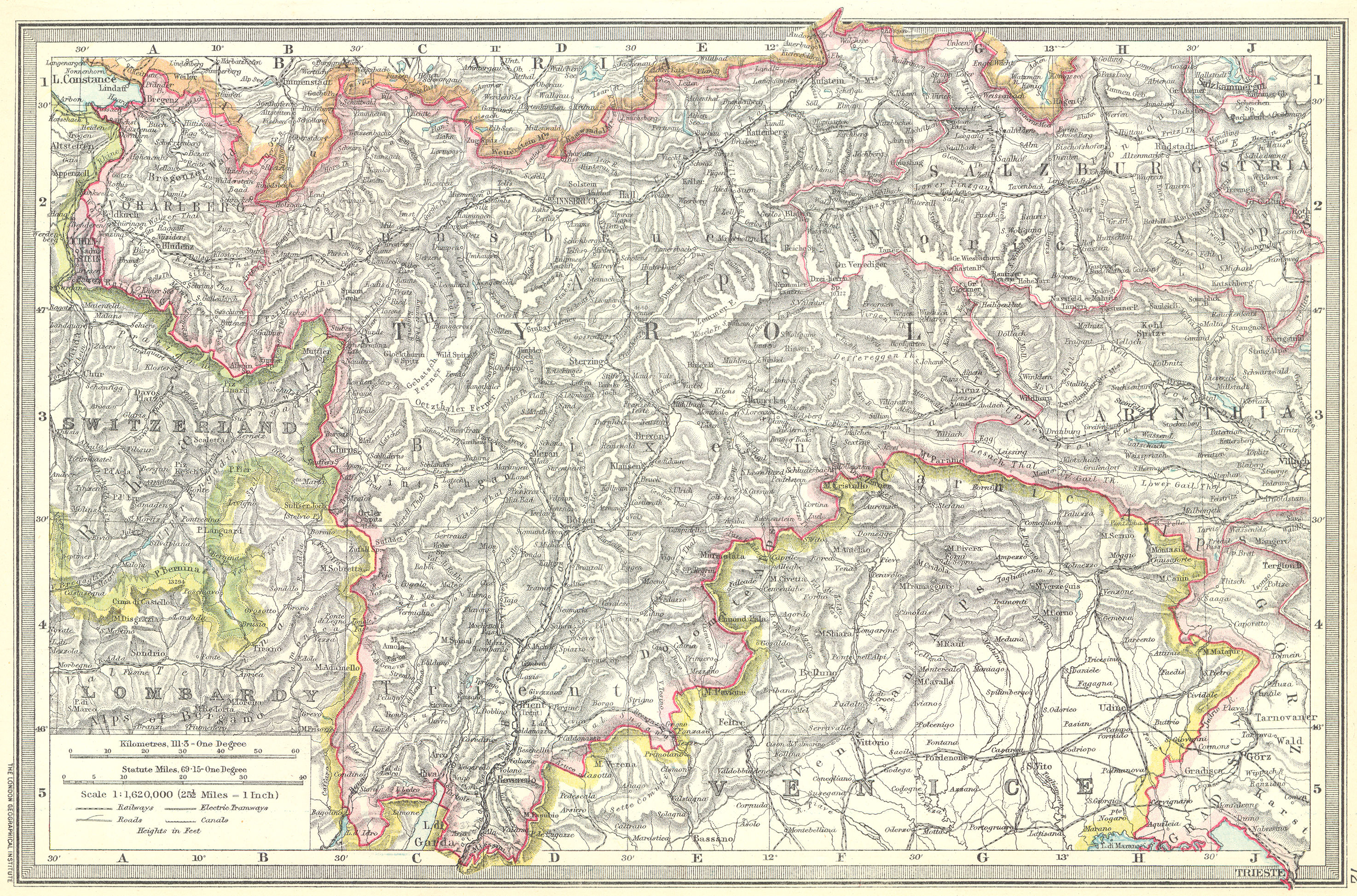 Associate Product AUSTRIA. The Austrian Tyrol 1907 old antique vintage map plan chart