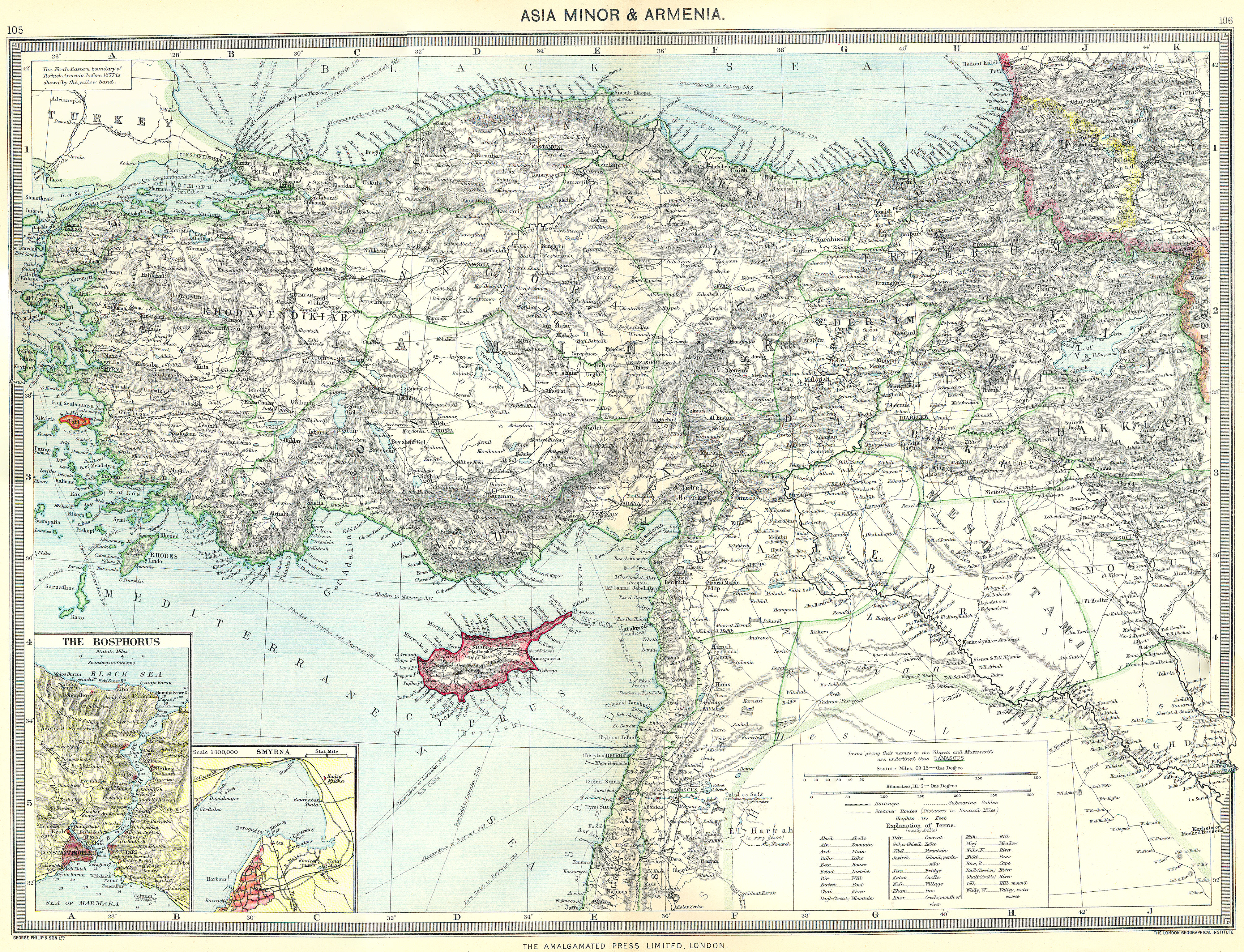 Associate Product TURKEY. Asia Minor & Armenia; maps of Bosphorus; Smyrna 1907 old antique