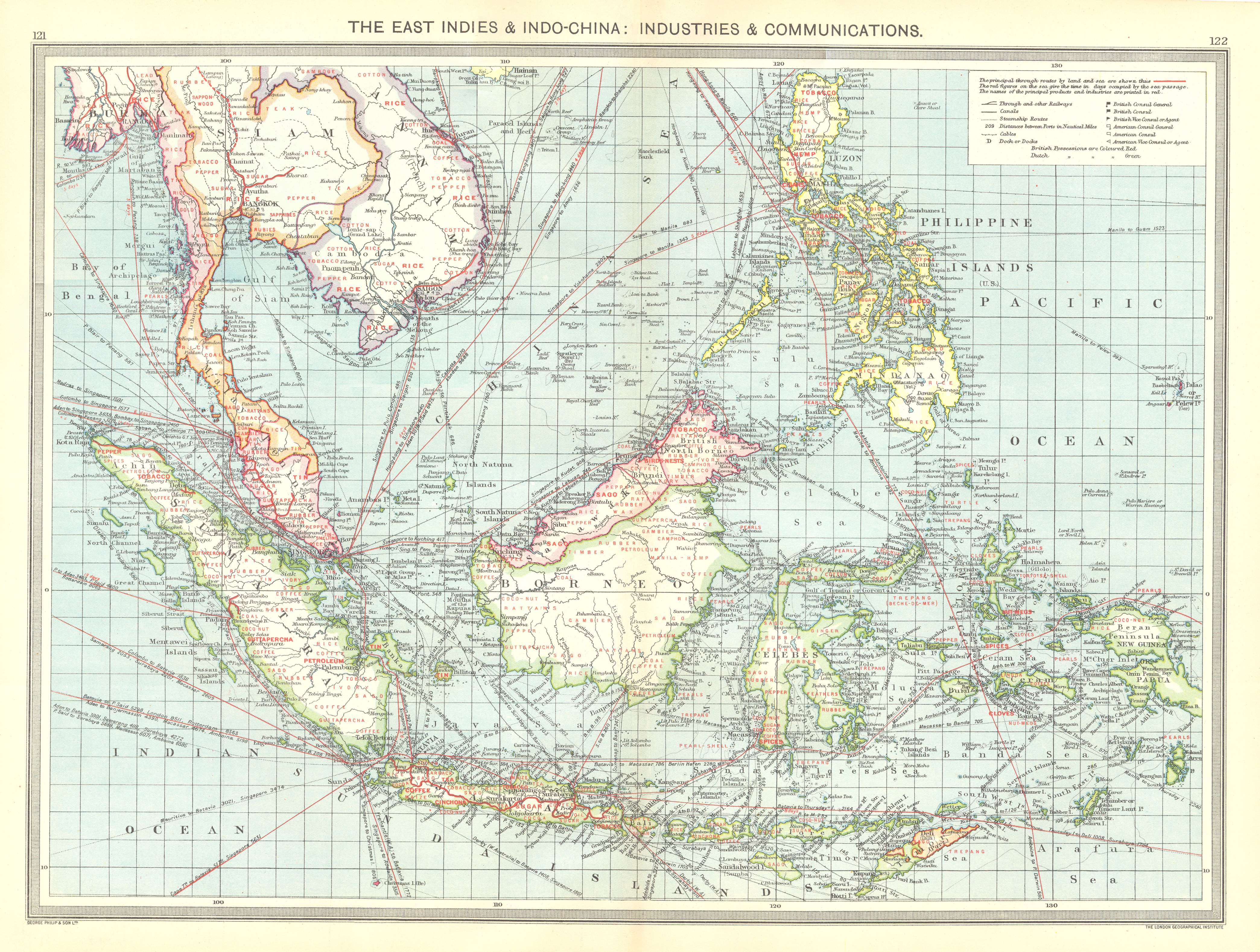 Associate Product ASIA. East Indies & Indo-China. Industries & Communications 1907 old map