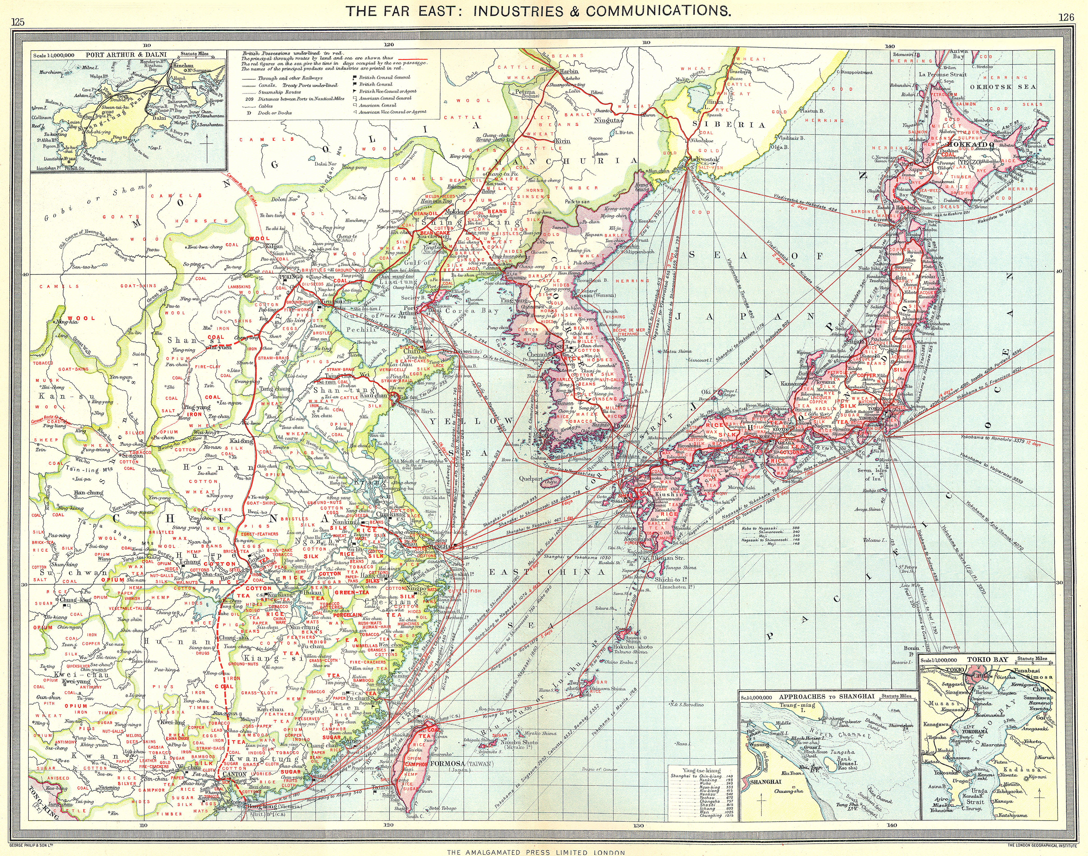 Associate Product JAPAN KOREA CHINA TAIWAN. Industry Communications; Tokyo; Port Arthur 1907 map