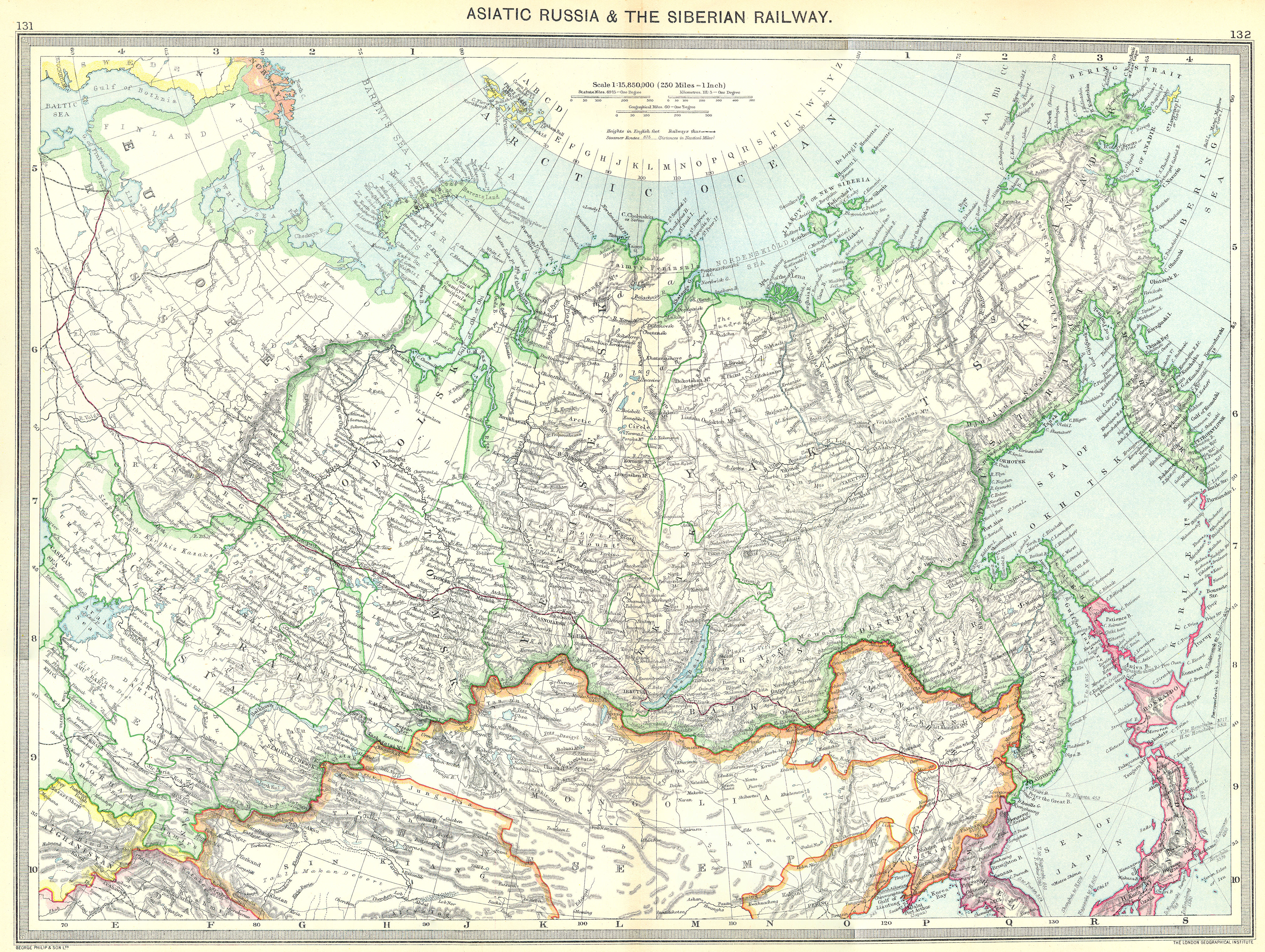 Associate Product RUSSIA. Asiatic Russia and the Siberian Railway 1907 old antique map chart