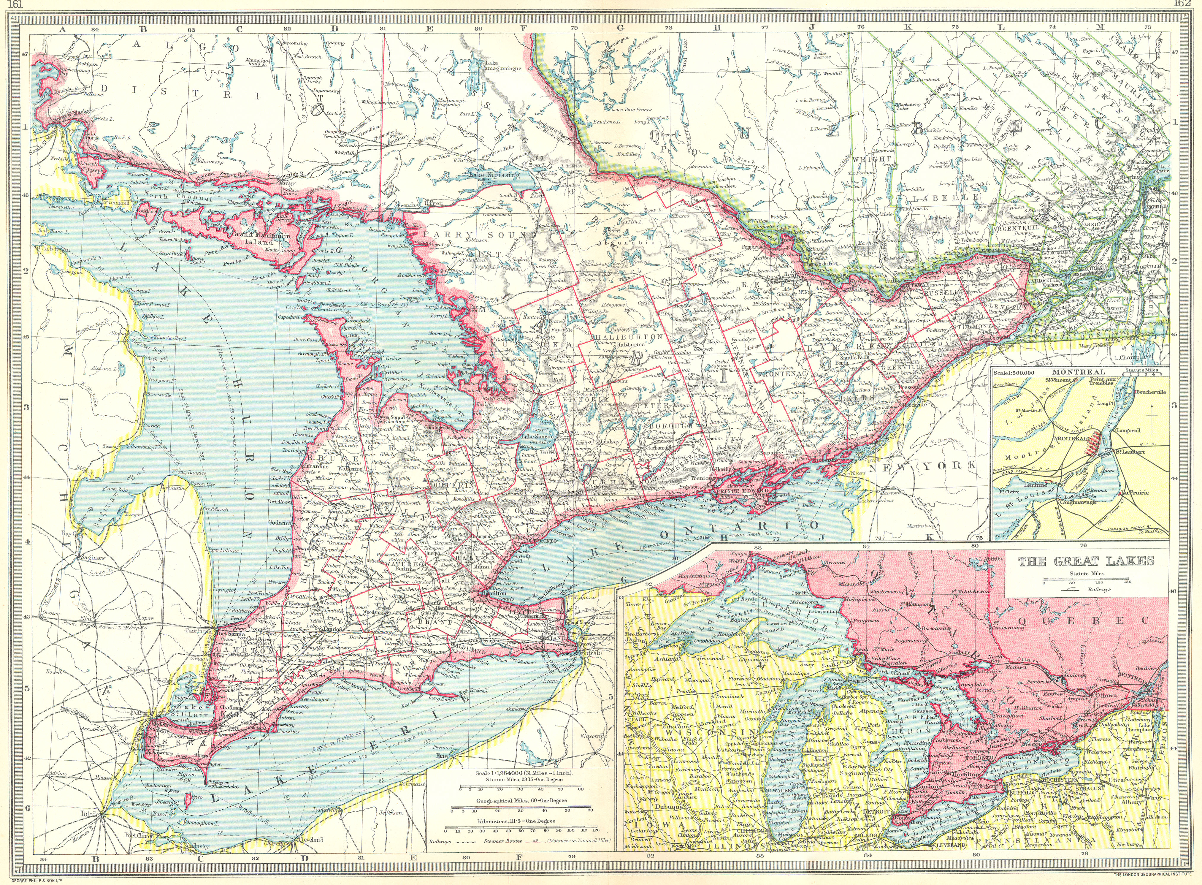 Associate Product UPPER CANADA. Ontario. St Lawrence; maps of Montreal; Great Lakes 1907 old