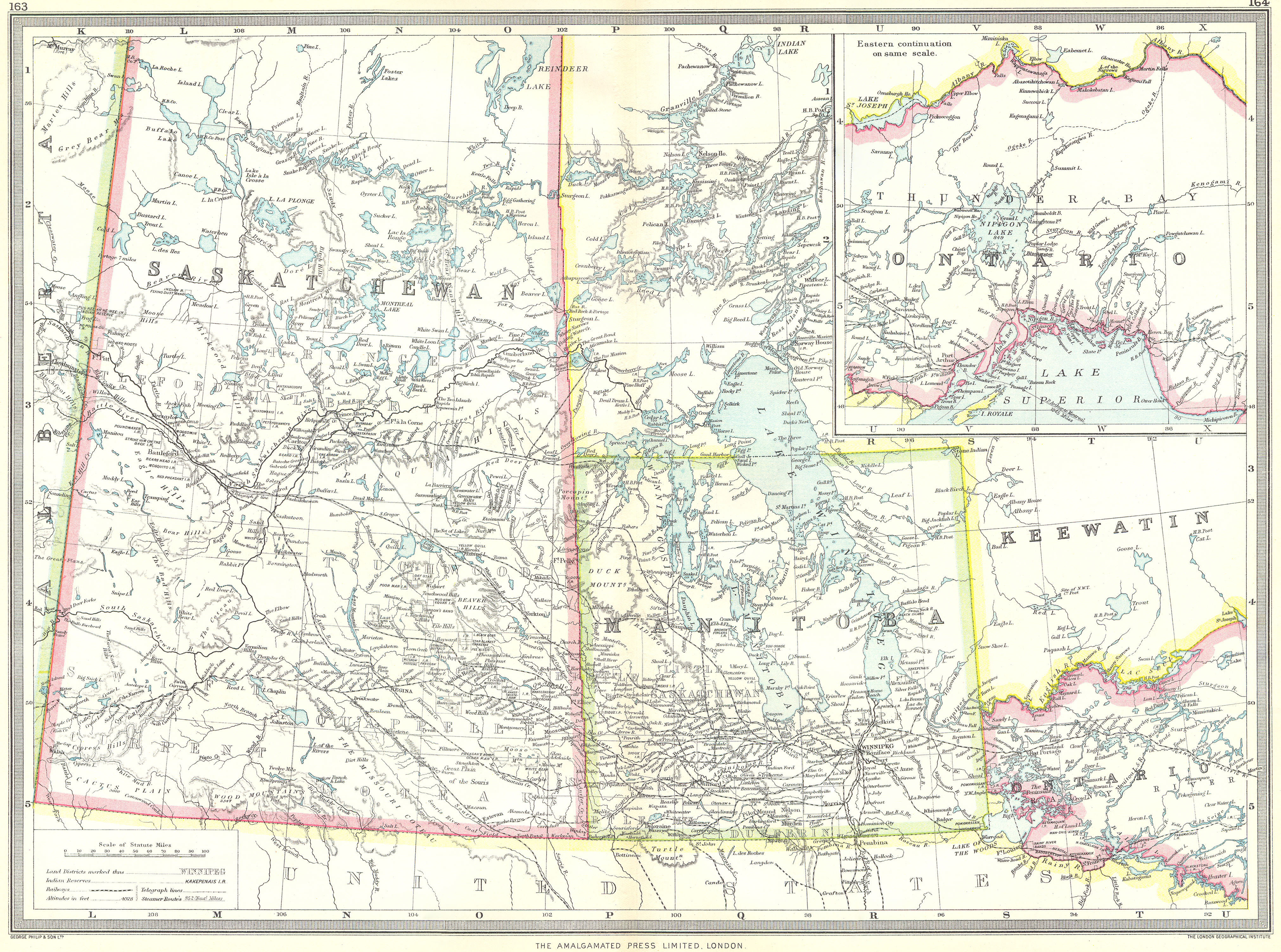 Associate Product CANADA. Central including Manitoba & Saskatchewan; Eastern Ontario 1907 map