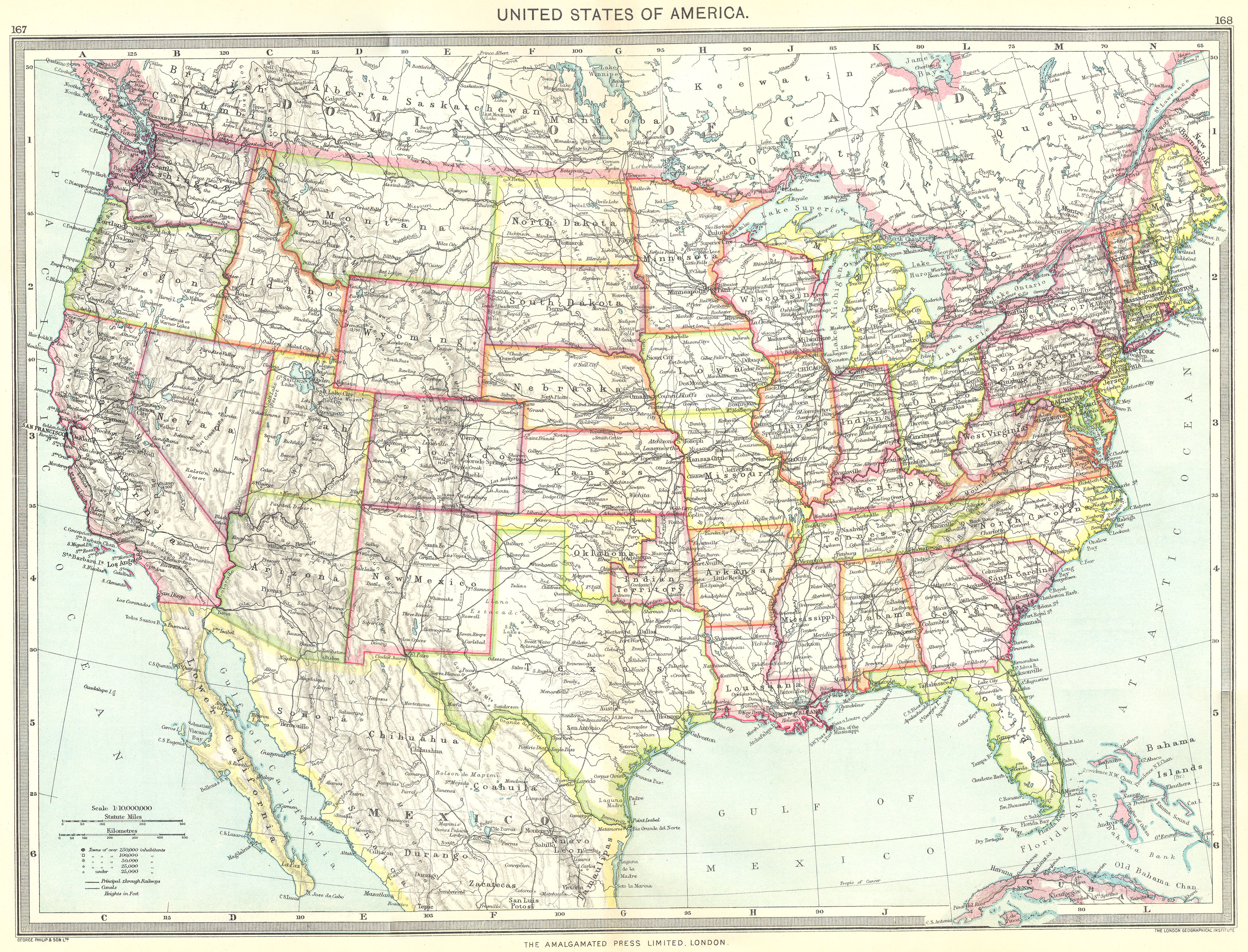 Associate Product USA. United States of America 1907 old antique vintage map plan chart