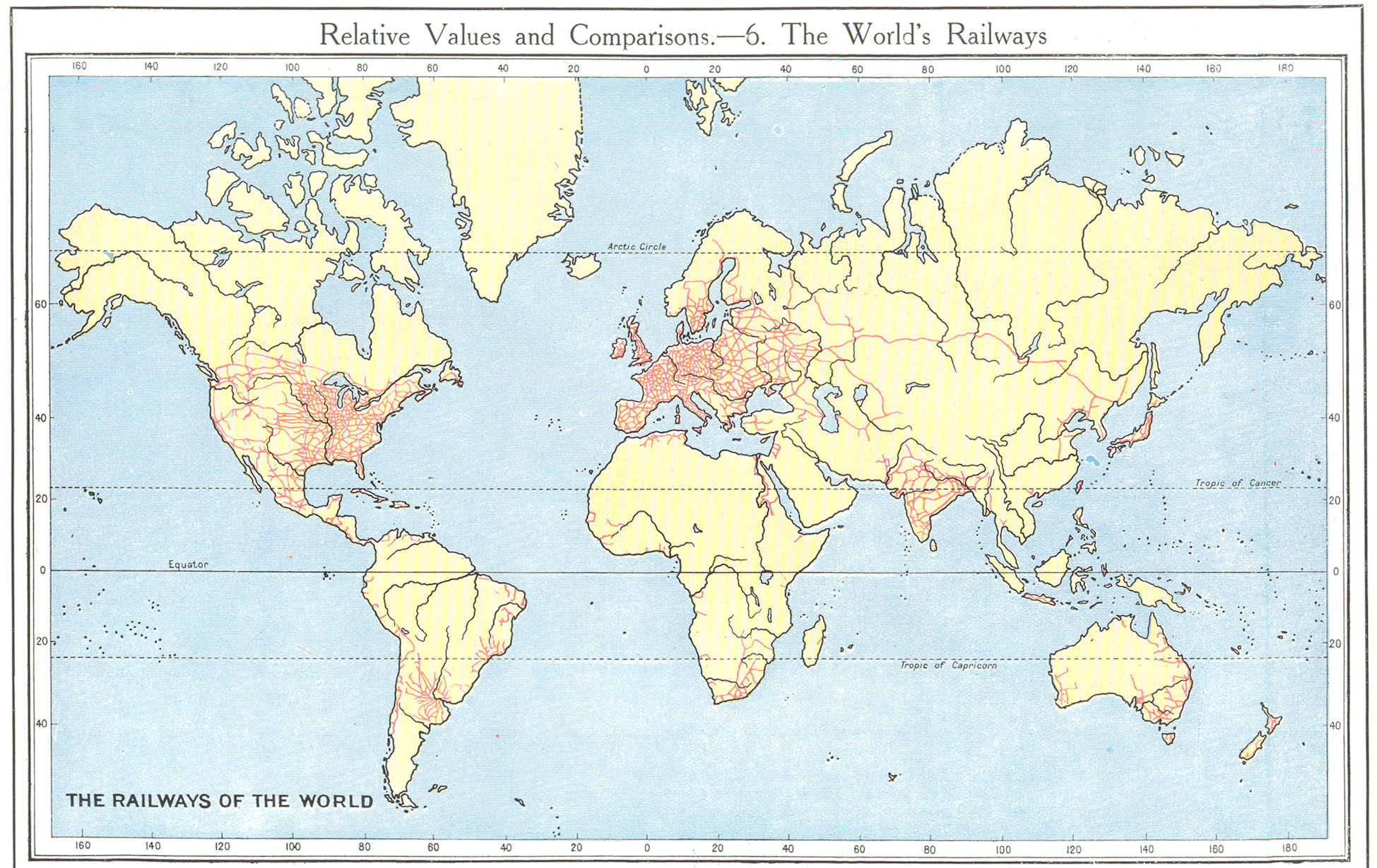 Associate Product WORLD RAILWAYS MAP.Railway mileage compared. Cape to cairo railway 1907