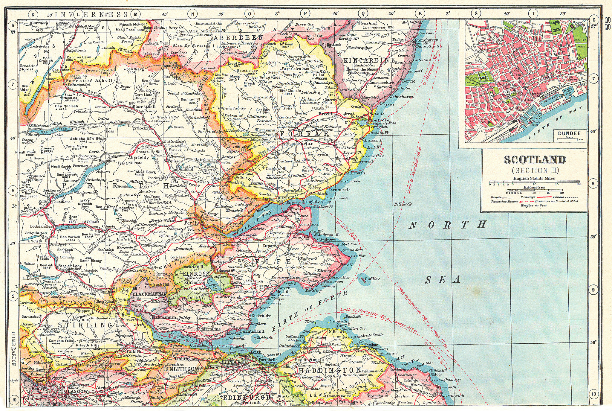 Associate Product Firths of Forth & Tay. Fife Forfar Perthshire. Inset Dundee. Scotland 1920 map