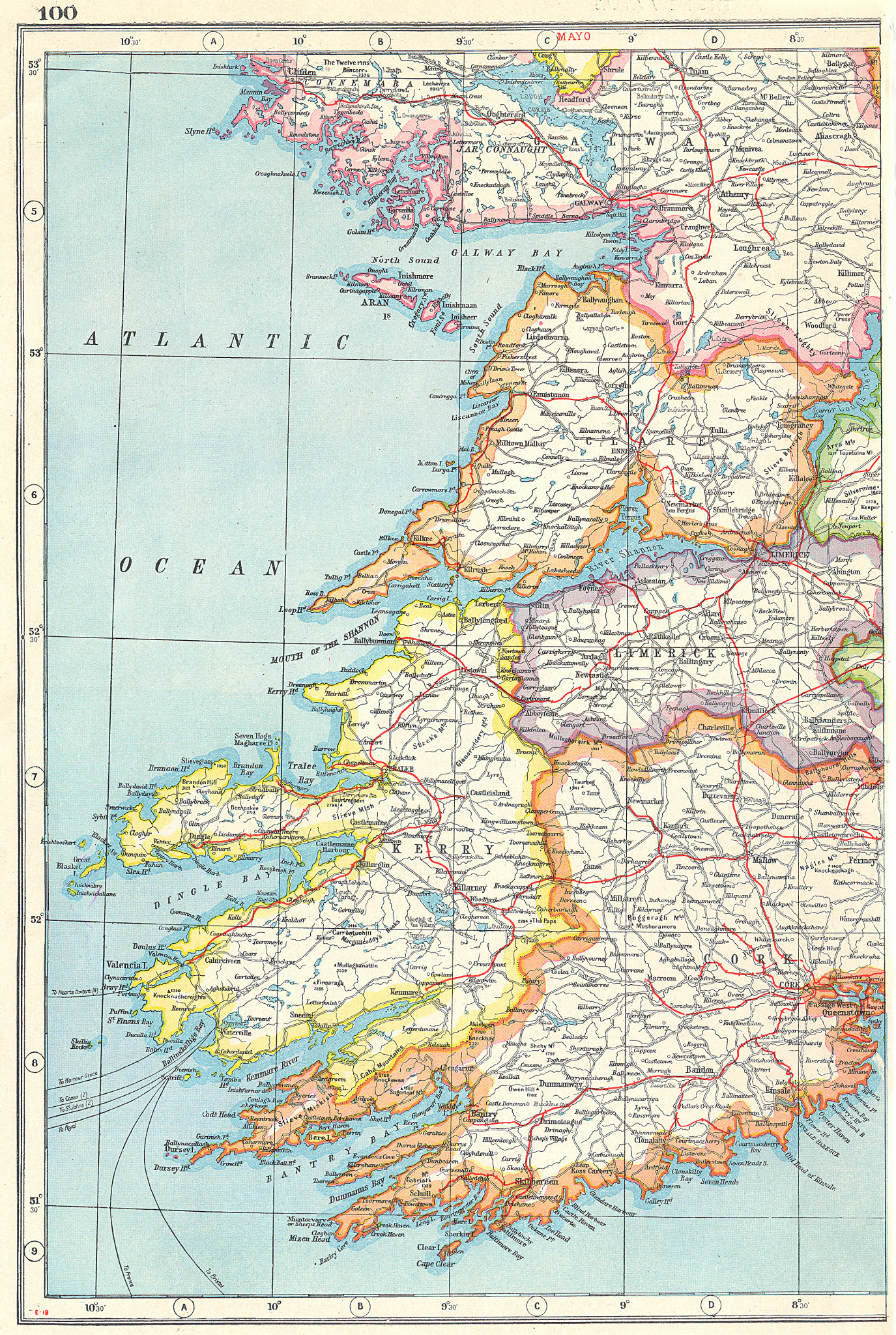 IRELAND SOUTH WEST. Cork Kerry Limerick Clare Galway. HARMSWORTH 1920 ...