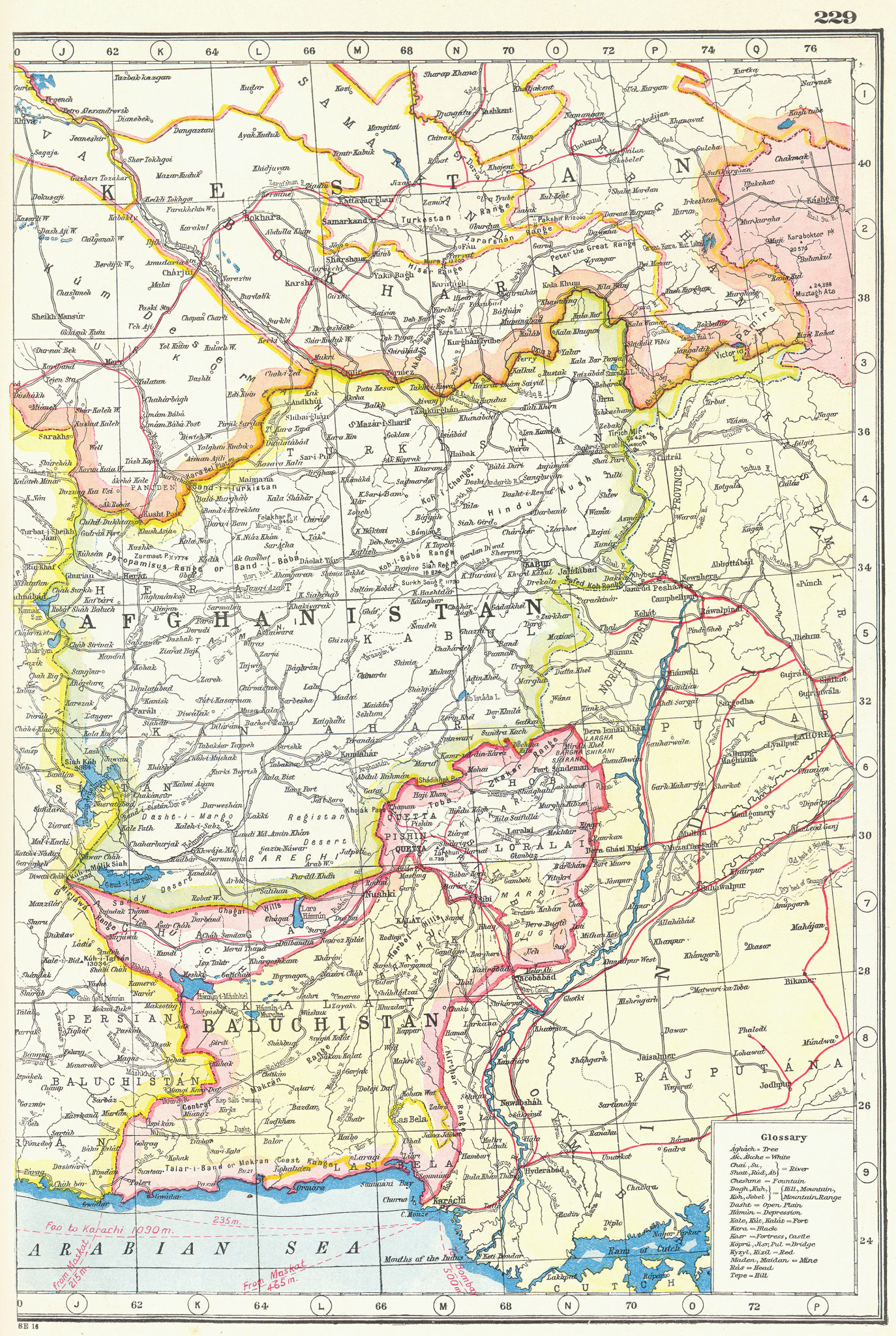 Associate Product BALUCHISTAN & AFGHANISTAN.Pakistan Punjab North West Frontier.Railways 1920 map