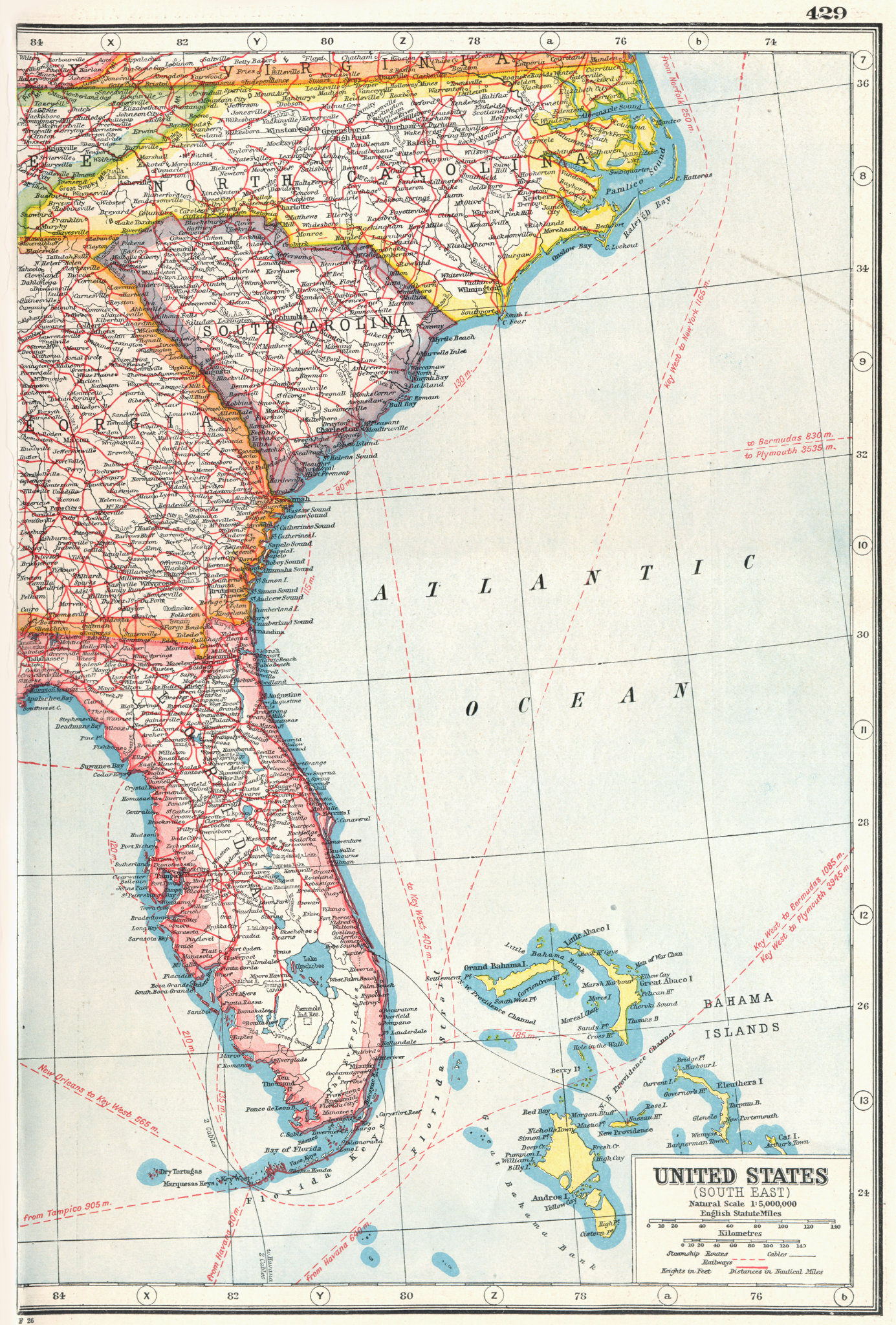 Associate Product USA. South East. Florida North Carolina South Carolina Georgia 1920 old map