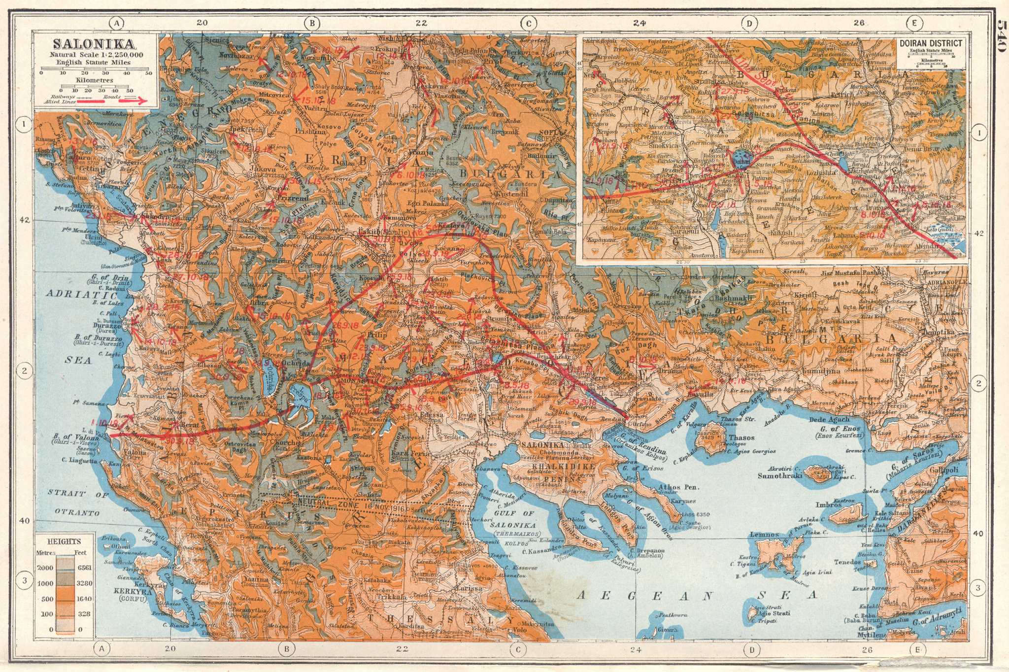 Associate Product BALKANS.Greece Thessaloniki;Doiran District. World War 1 battle lines 1920 map