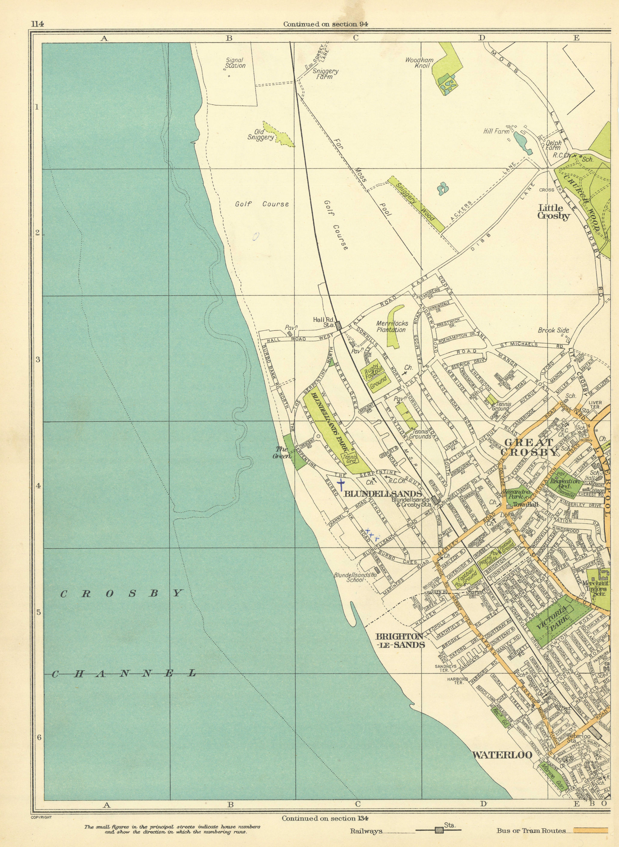 Associate Product LIVERPOOL Great Crosby Blundellsands Waterloo Little Brighton-le-Sands 1935 map