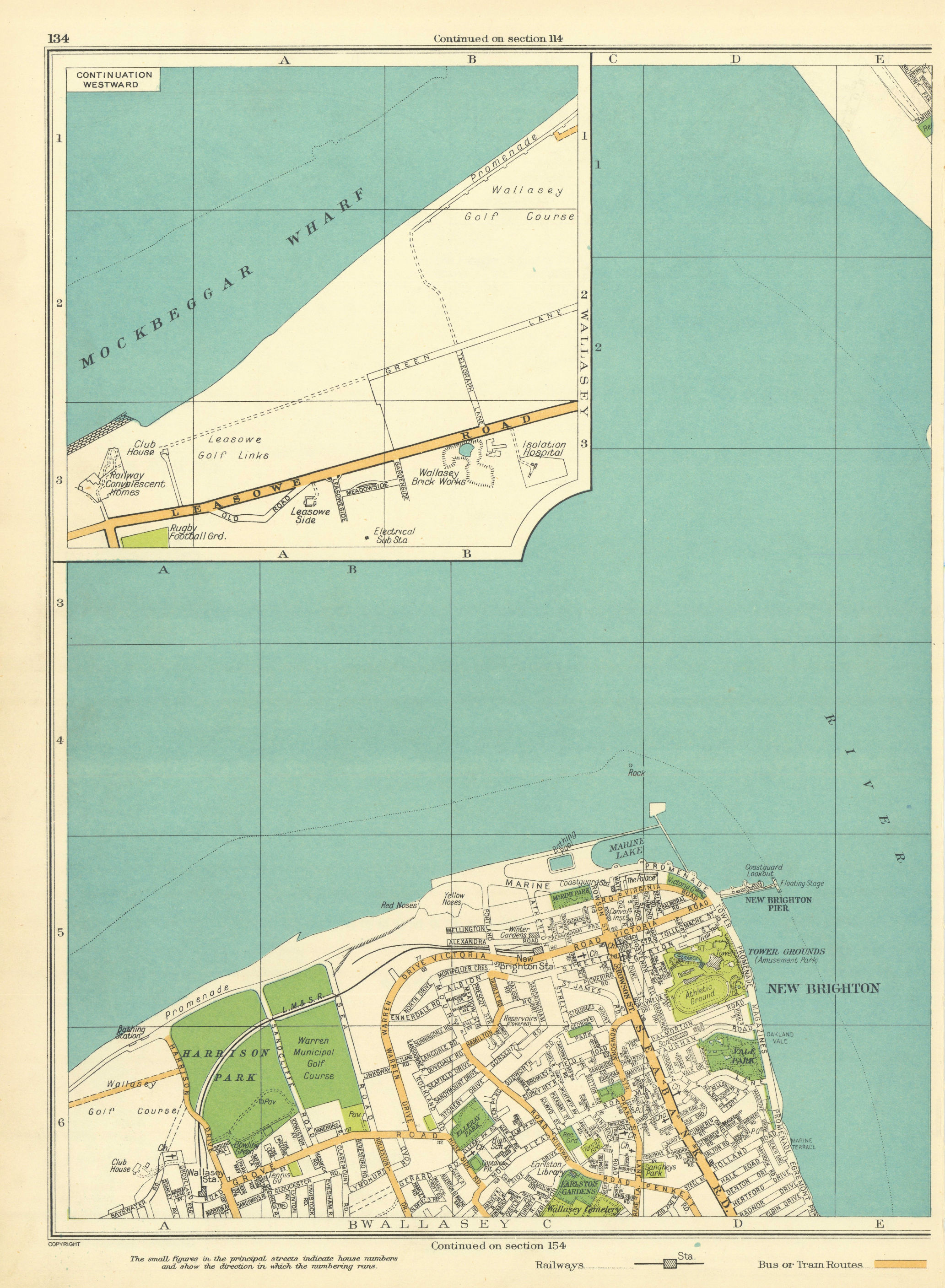 Associate Product LANCASHIRE Mockbeggar Wharf New Brighton Harrison Park Wallasey 1935 old map