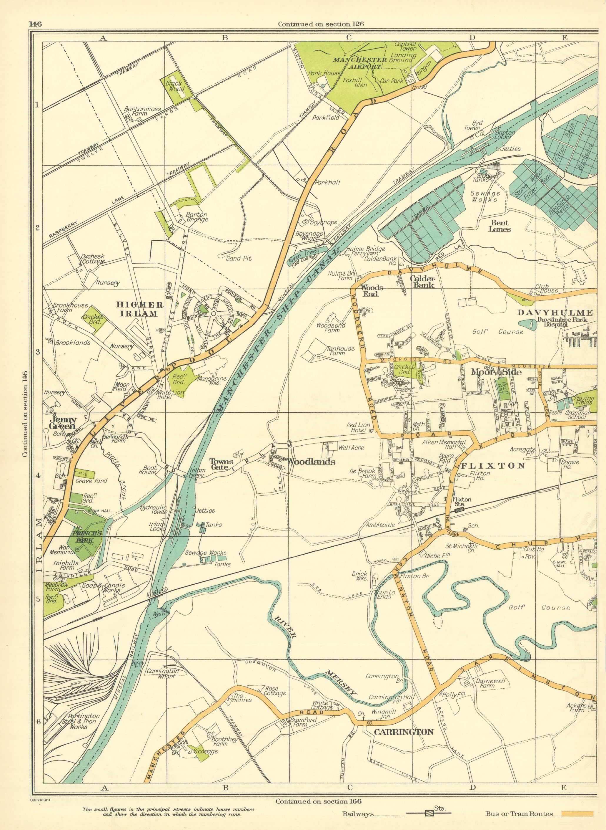 Associate Product LANCS Higher Irlam Jenny Green Woodlands Carrington Flixton Davyhulme 1935 map