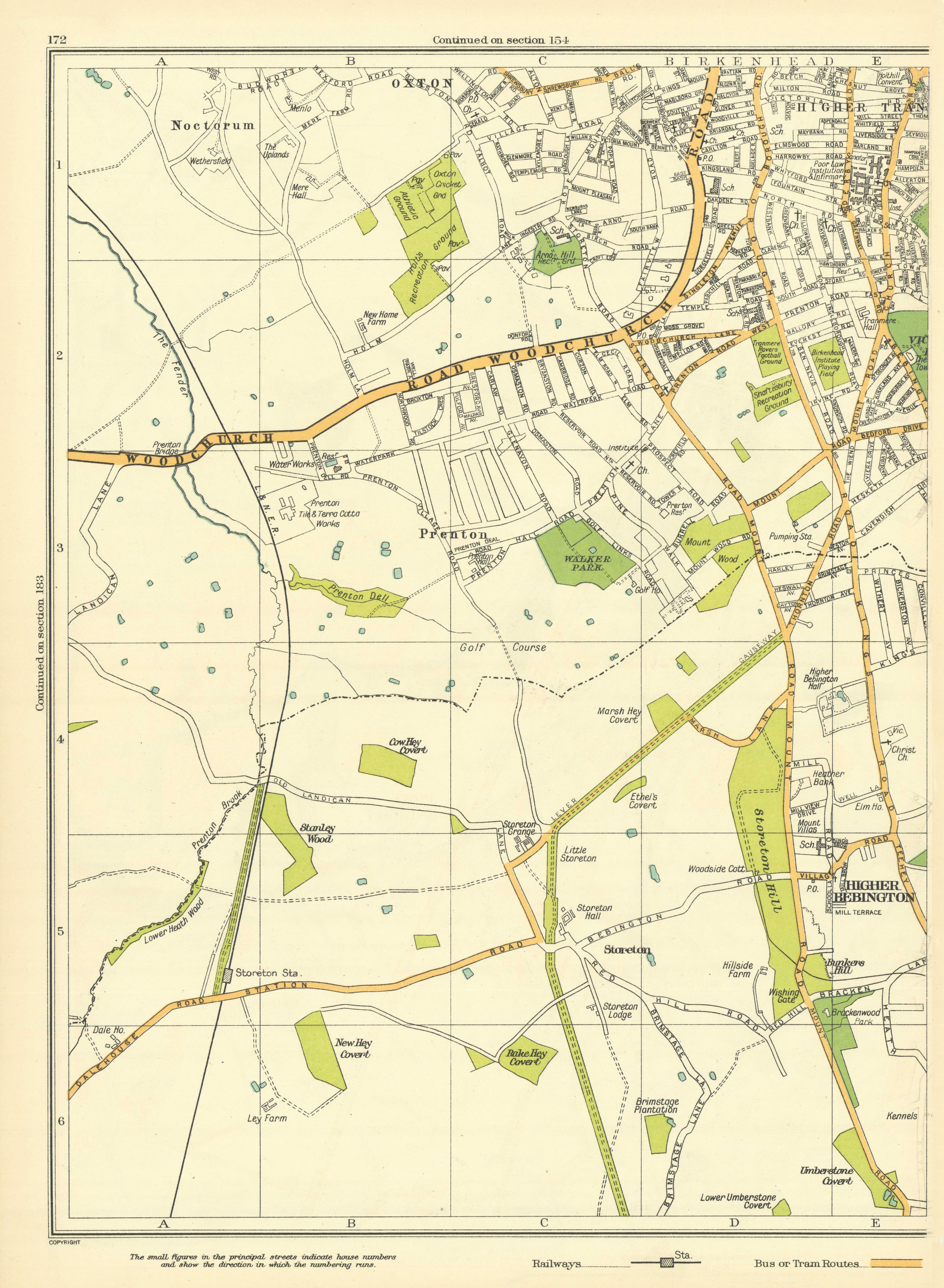 Associate Product BIRKENHEAD Tranmere Prenton Higher Bebington Stareton Woodchurch Road 1935 map
