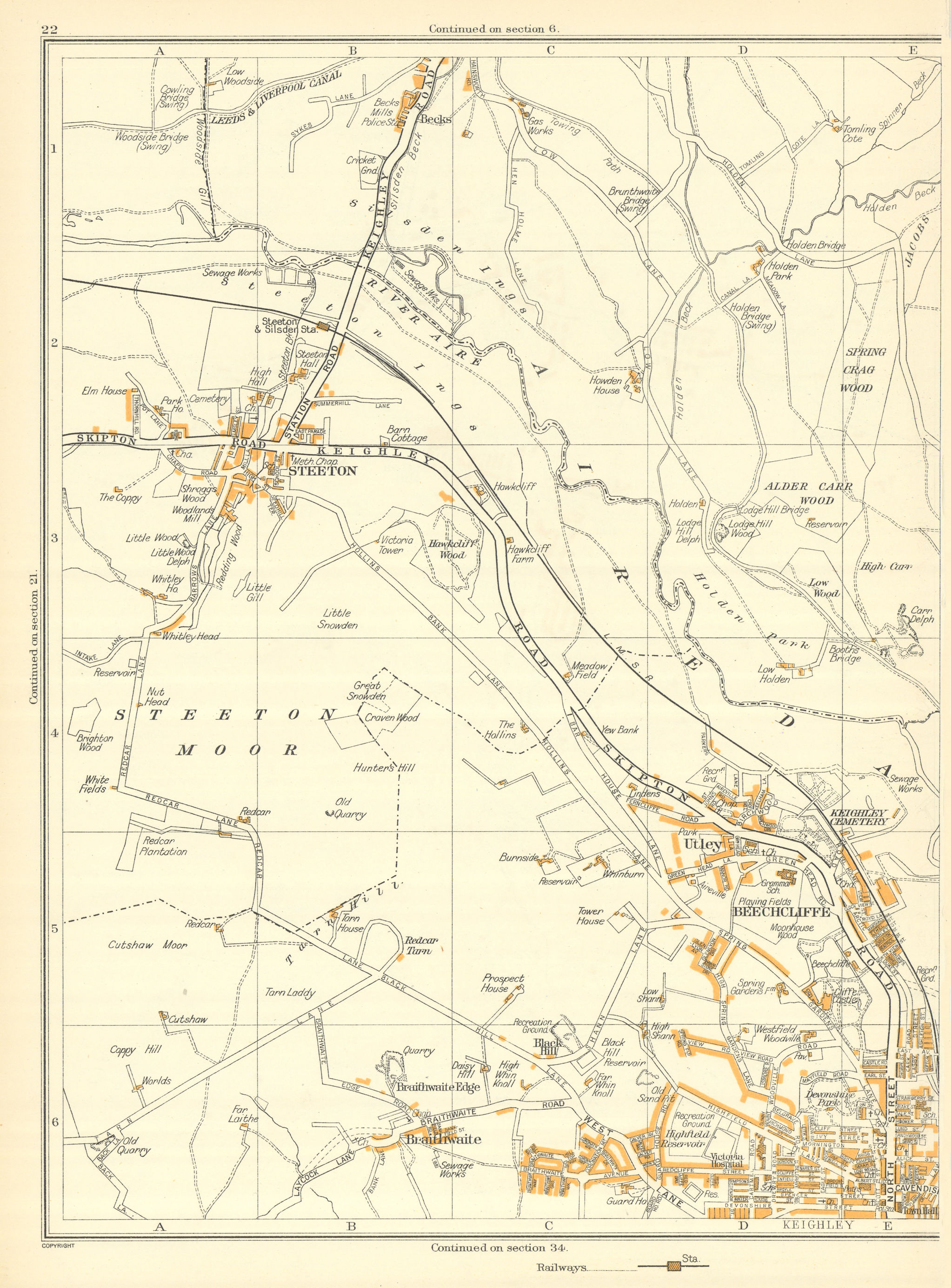 YORKSHIRE Sutton In Craven Sutton Mill Glusburn Kildwick Eastburn 1935 ...