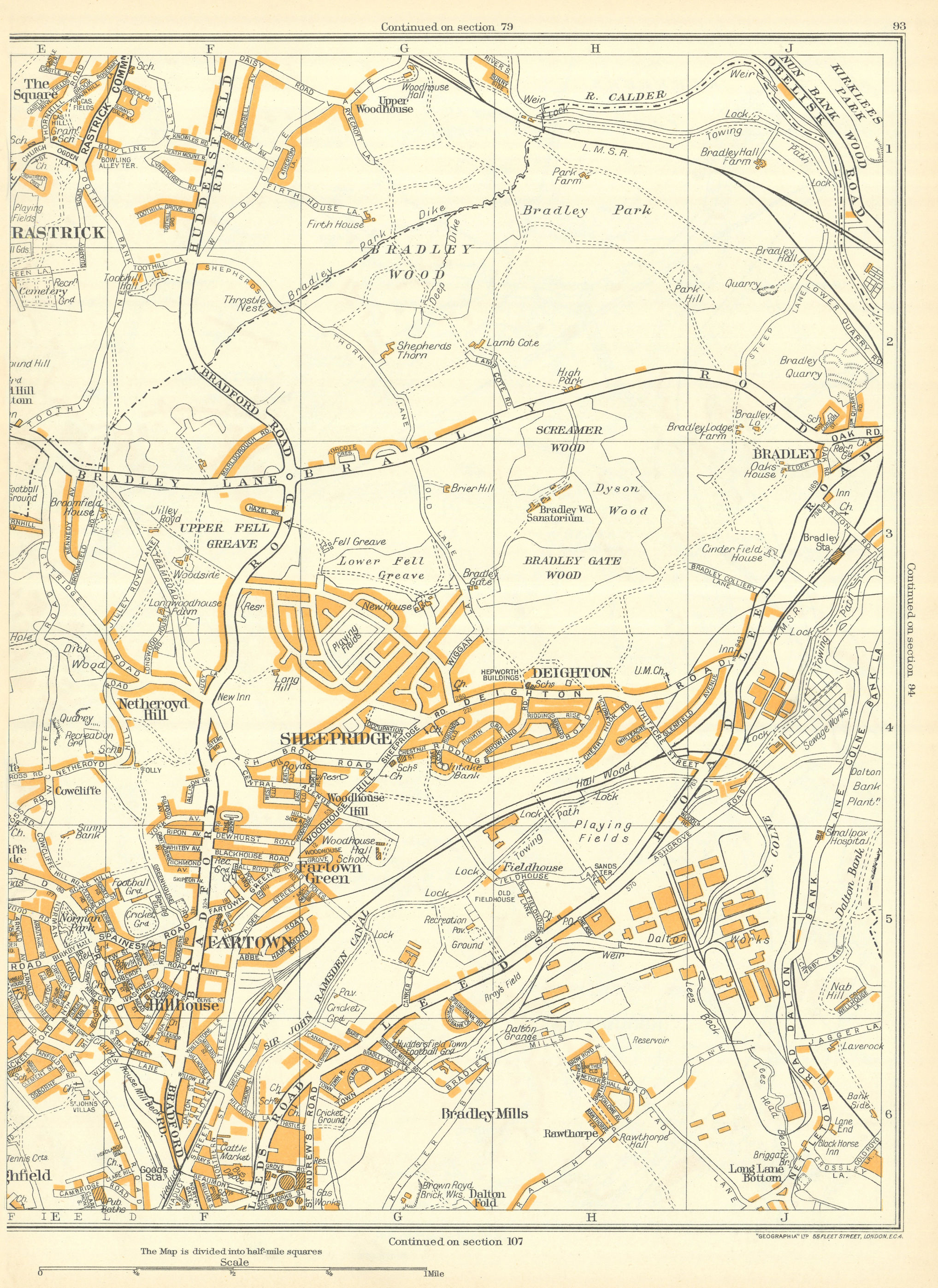 WAKEFIELD Horbury Ossett Flanshaw Lupset Bar Calder 1935 old vintage ...