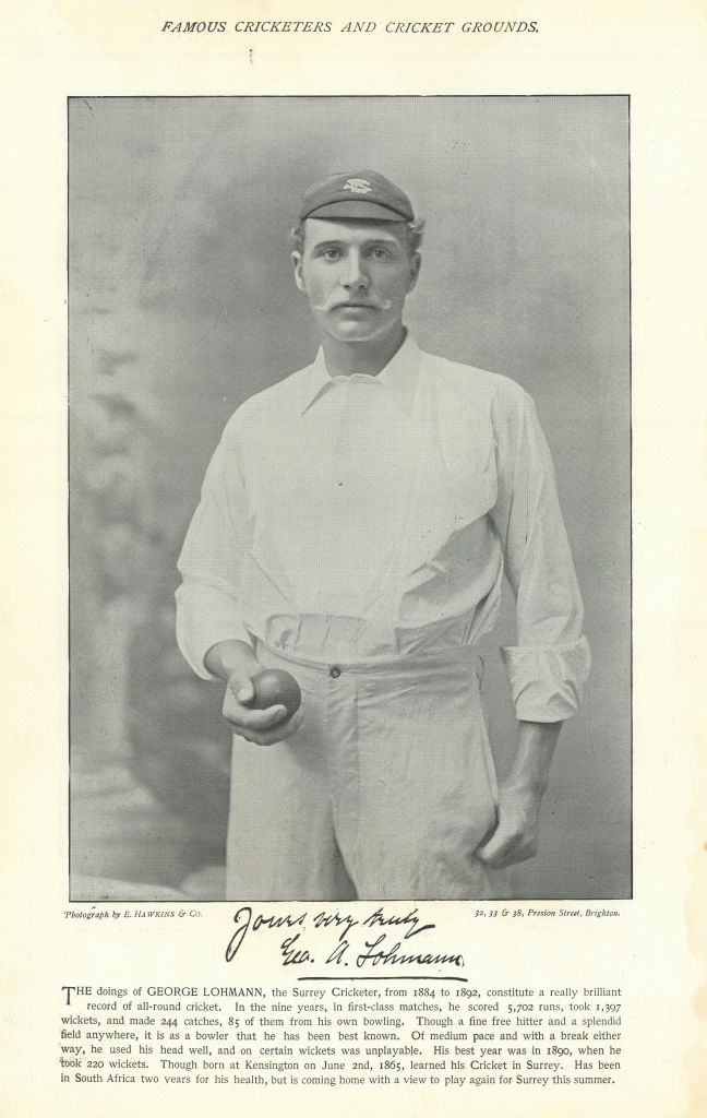 Associate Product George Alfred Lohmann. Right-arm medium fast bowler. Surrey cricketer 1895