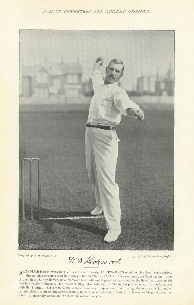 Associate Product William Henry "Bill" Lockwood. Right-arm fast bowler. Surrey cricketer 1895