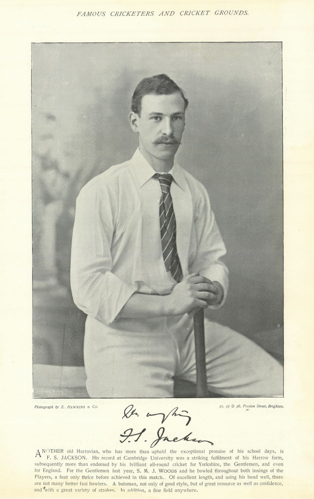 Francis Stanley Jackson. Batsman. All-rounder. Yorkshire cricketer 1895 print