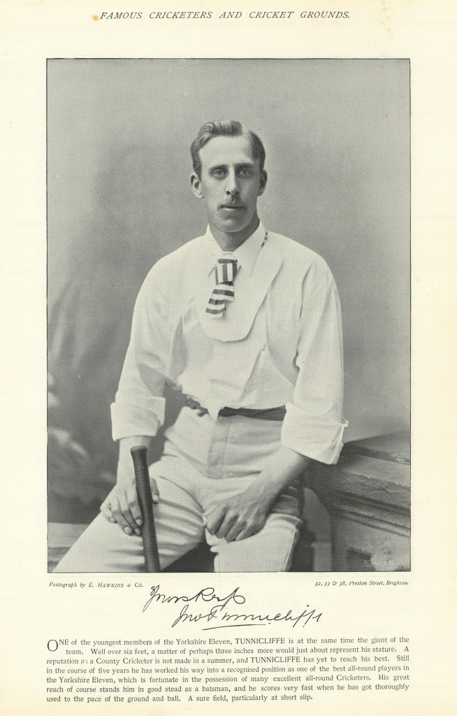 John Tunnicliffe. Opening batsman. Slip fielder. Yorkshire cricketer 1895