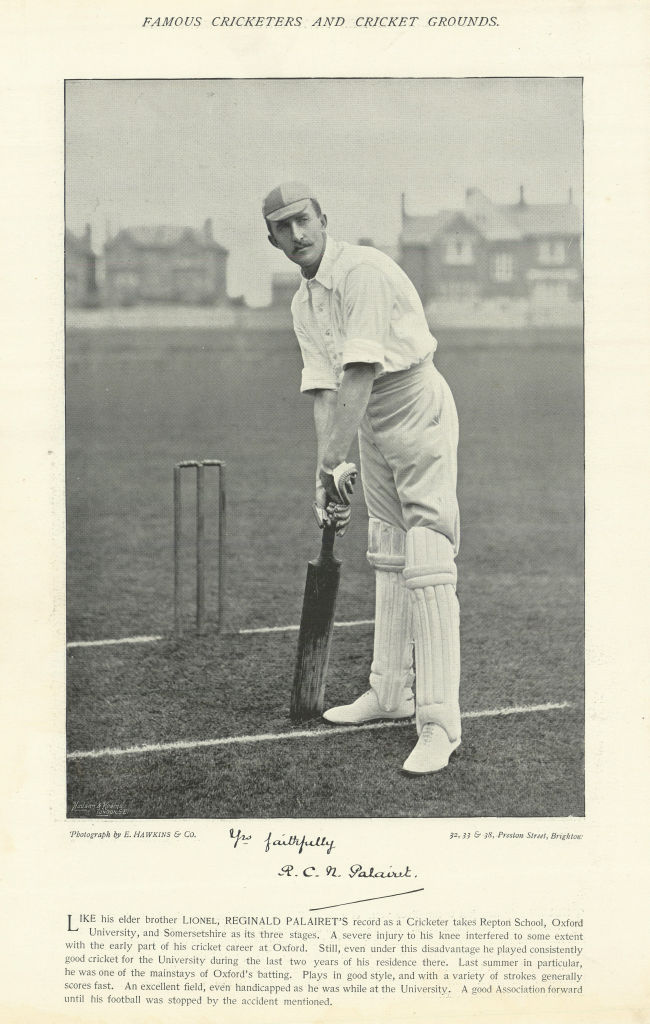 Richard Palairet. Batsman. Surrey Secretary. Somerset cricketer 1895 old print