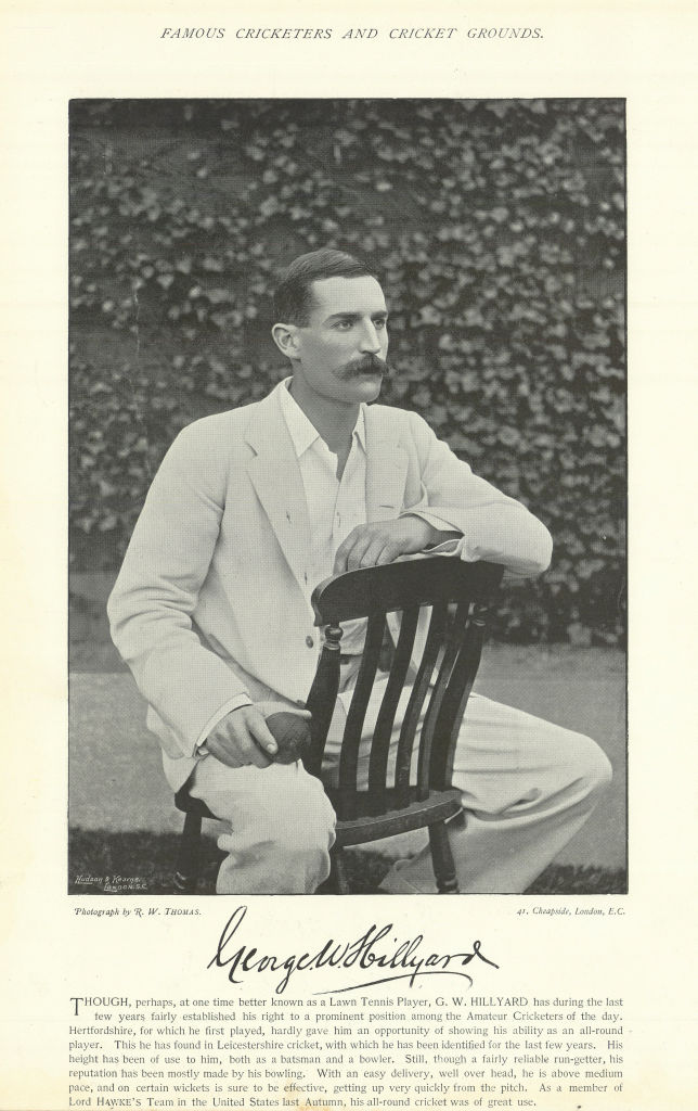 Associate Product George Hillyard. Bowler. Tennis player. Leicestershire cricketer 1895 print