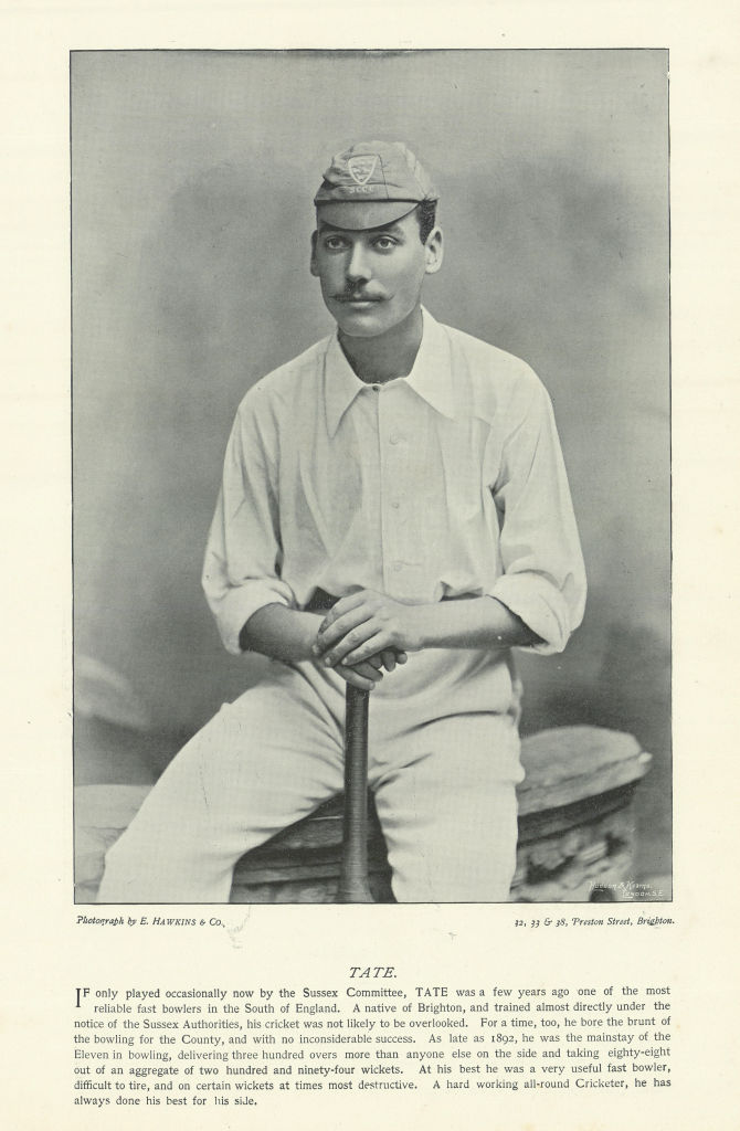 Associate Product Frederick William Tate. Off-spin bowler. Sussex cricketer 1895 old print