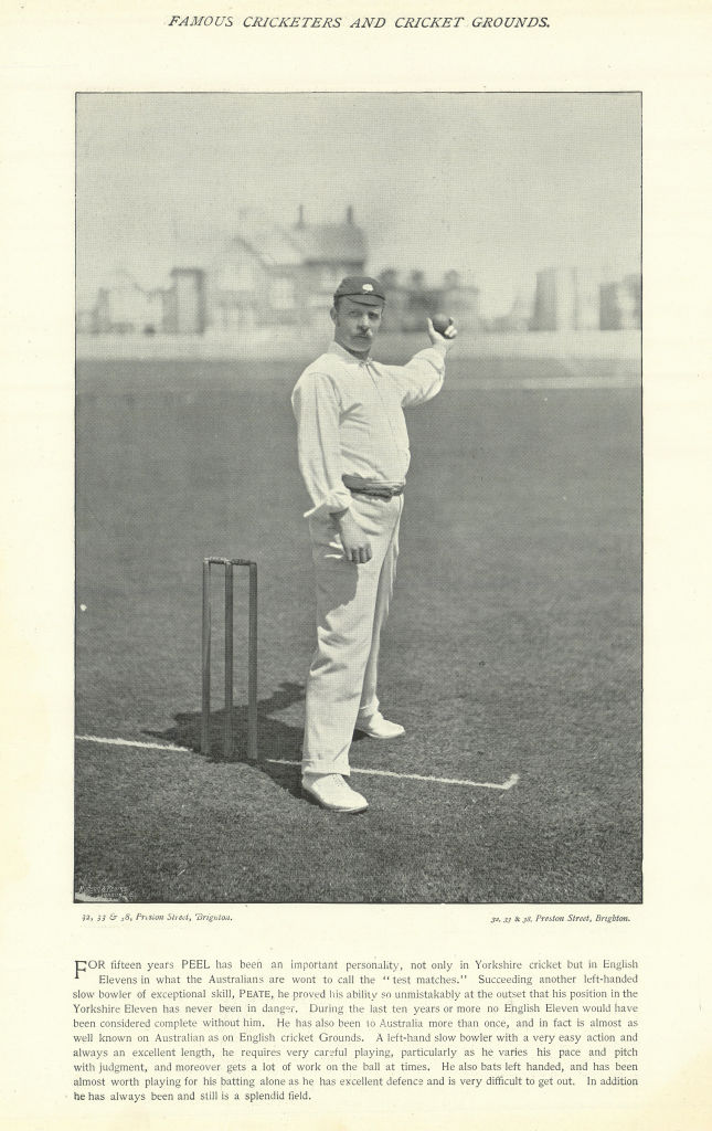 Associate Product Robert Peel. Middle order batsman. Yorkshire cricketer 1895 old antique print