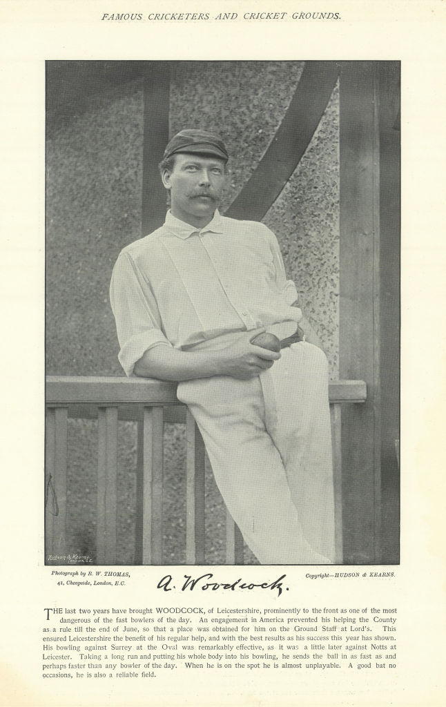 Associate Product Arthur Woodcock. 2nd fastest bowler in England. Leicestershire cricketer 1895