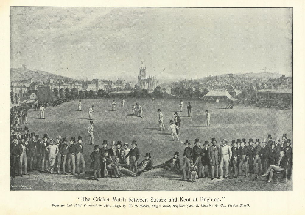 Associate Product The Cricket Match between Sussex and Kent, at Brighton 1849. After Mason 1895