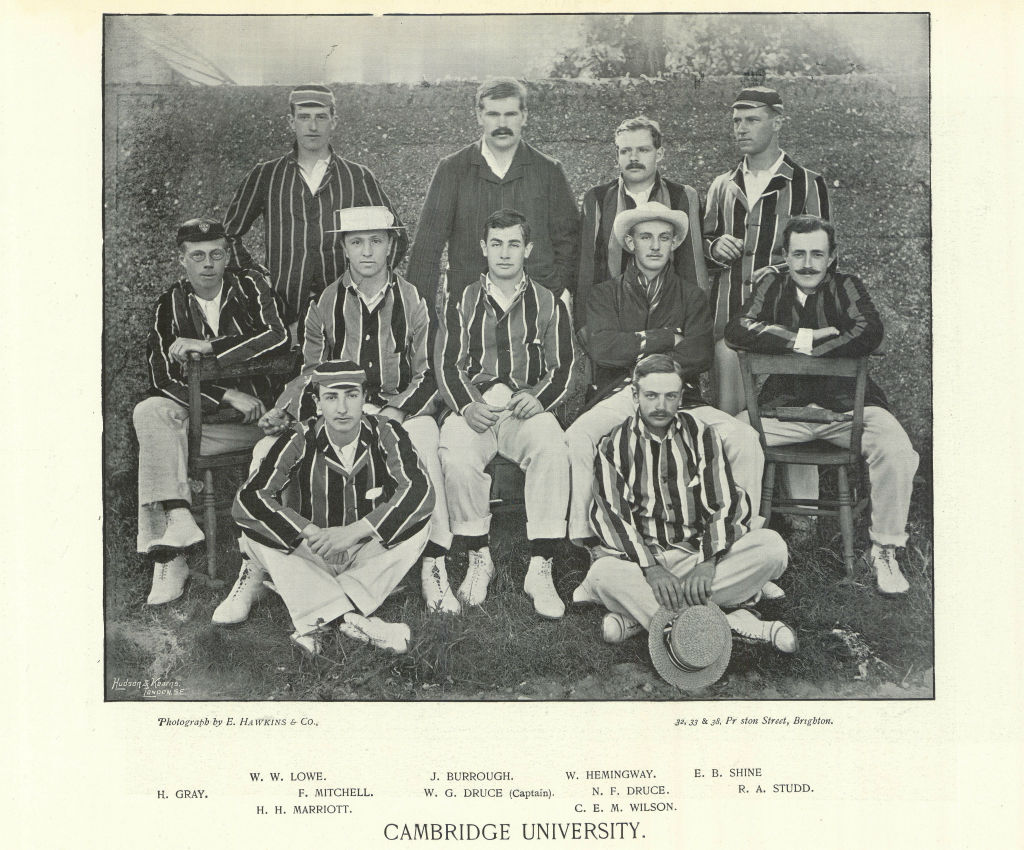 Associate Product Cambridge University Cricket Team Lowe Gray Mitchell Druce Studd Wilson 1895