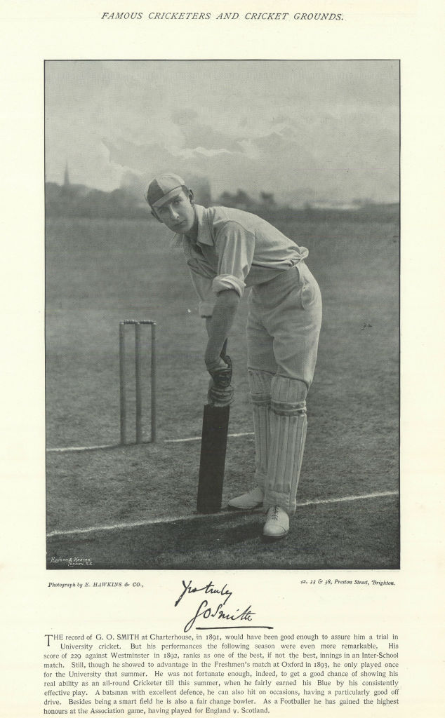 Gilbert Oswald "G. O." Smith. England Football captain. Oxford cricketer 1895