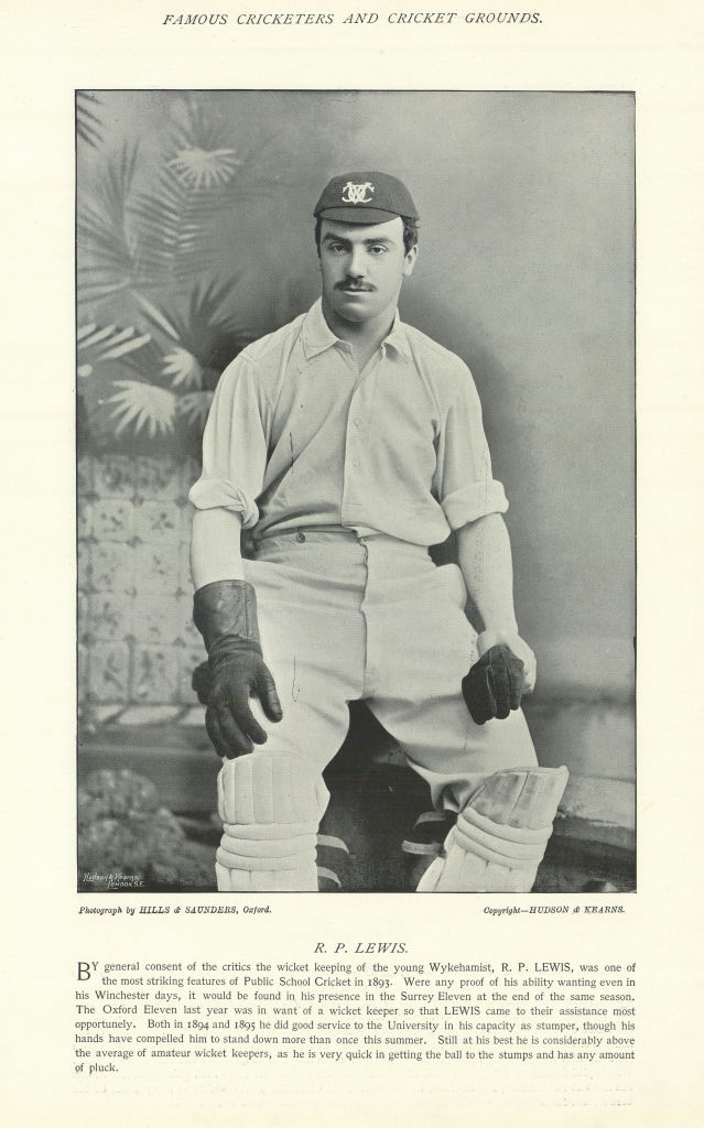 Associate Product Richard Percy Lewis. Wicket-keeper. Oxford cricketer 1895 old antique print